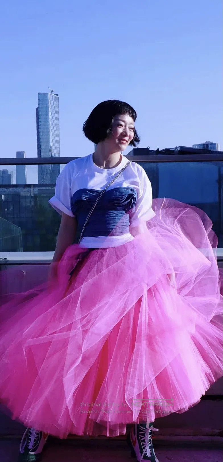 Junya Watanabe Junya Watanabe size M Pink Tulle and Denim Skirt Size 23" - 2 Thumbnail