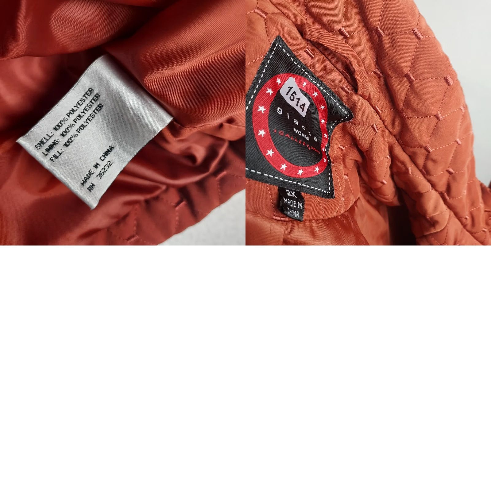 Rusty VINTAGE? No. Giacca Woman Quilted Jacket 2X Full Zip Insulated Rust Orange Jacket Womens Size XXL / US 16-18 / IT 52-54 - 9 Thumbnail