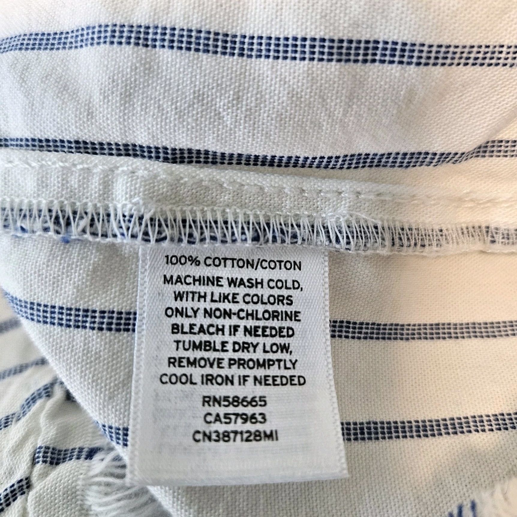Vintage Caslon Womens Dress Shirt Dress 2XL Blue White Striped Cotton Long Sleeve Vintage No N/A Size XXL / US 16-18 / IT 52-54 - 4 Thumbnail