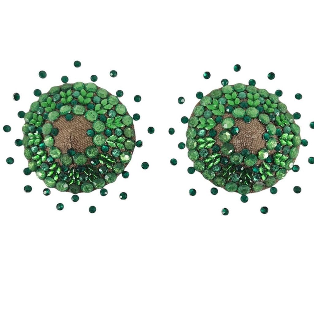 Handmade Handmade Green Rhinestone Illusion Nipple Pasties Size ONE SIZE - 1 Preview