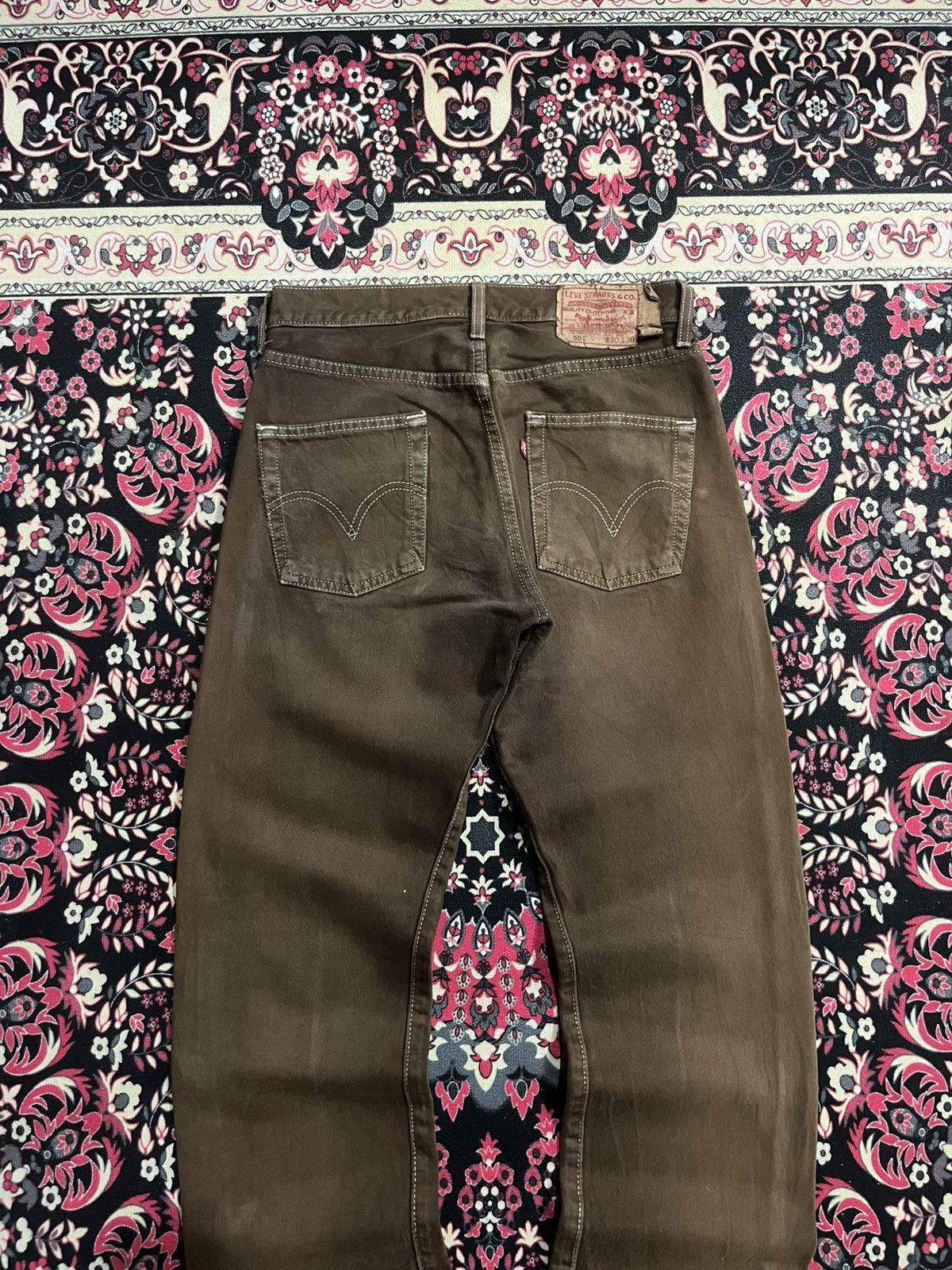 Levi's ⚡️Vintage⚡️Y2K Levis 501 Buttonfly Brown Wash Distressed Jeans Size US 30 / EU 46 - 8 Thumbnail