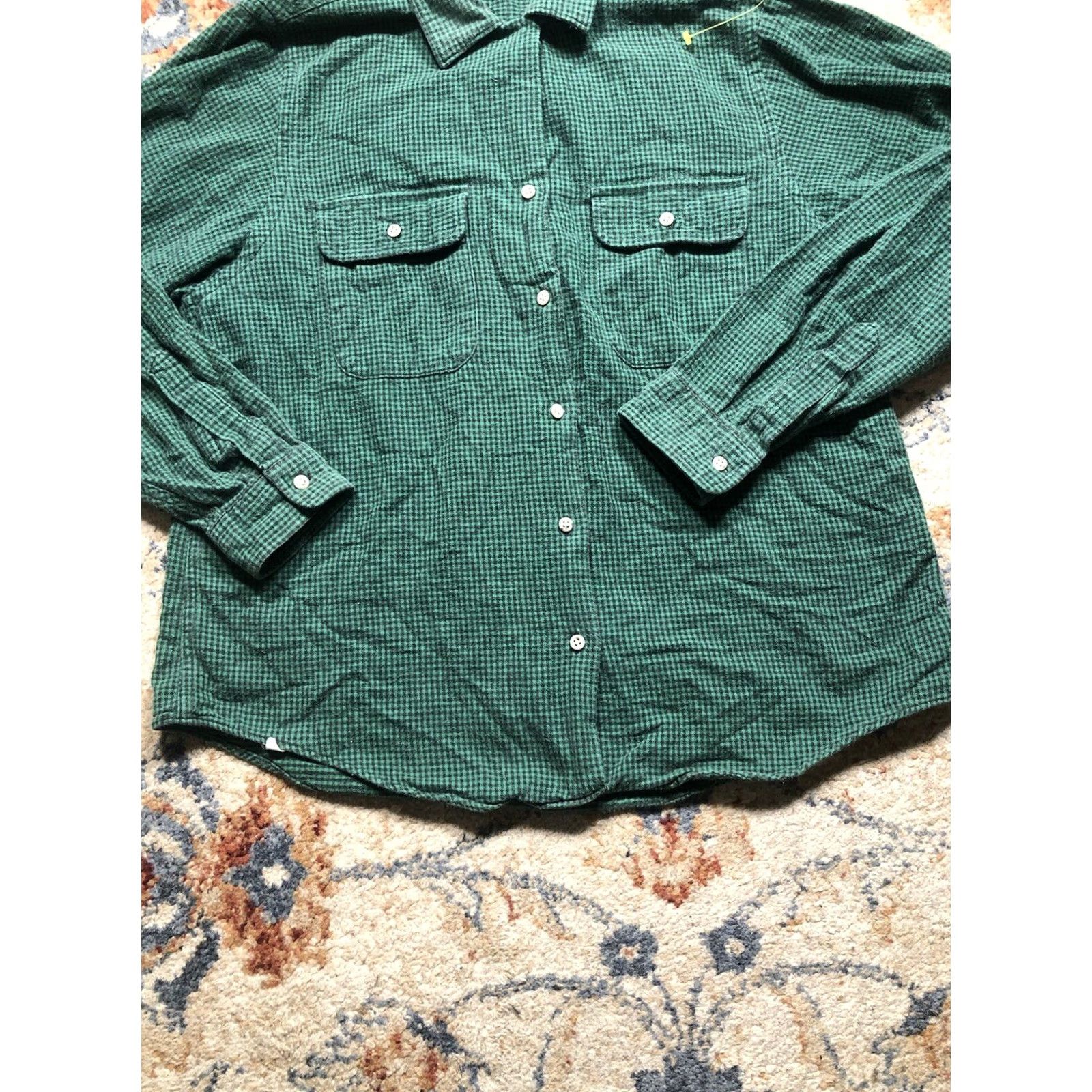 Vintage VINTAGE L.L. Bean Flannel Shirt Green Plaid Long Sleeve Button Up Womens 14 Size XL / US 12-14 / IT 48-50 - 5 Thumbnail