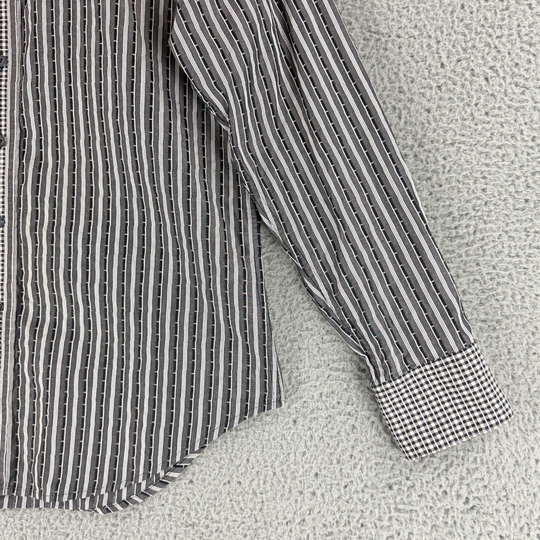 Robert Graham Robert Graham Button-Up Shirt Mens Large Black White Stripe Long Sleeve Cotton Size US L / EU 52-54 / 3 - 3 Thumbnail