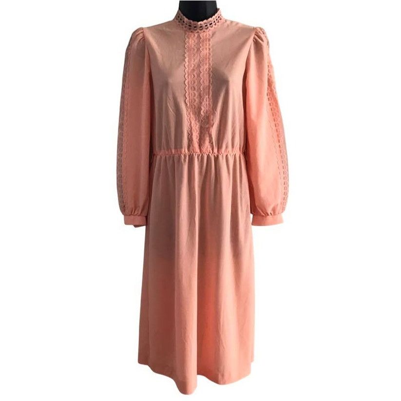 Vintage Vintage Peach JCPenney Long Sleeve Dress, 1980s Sz 4 Small Size S / US 4 / IT 40 - 1 Thumbnail