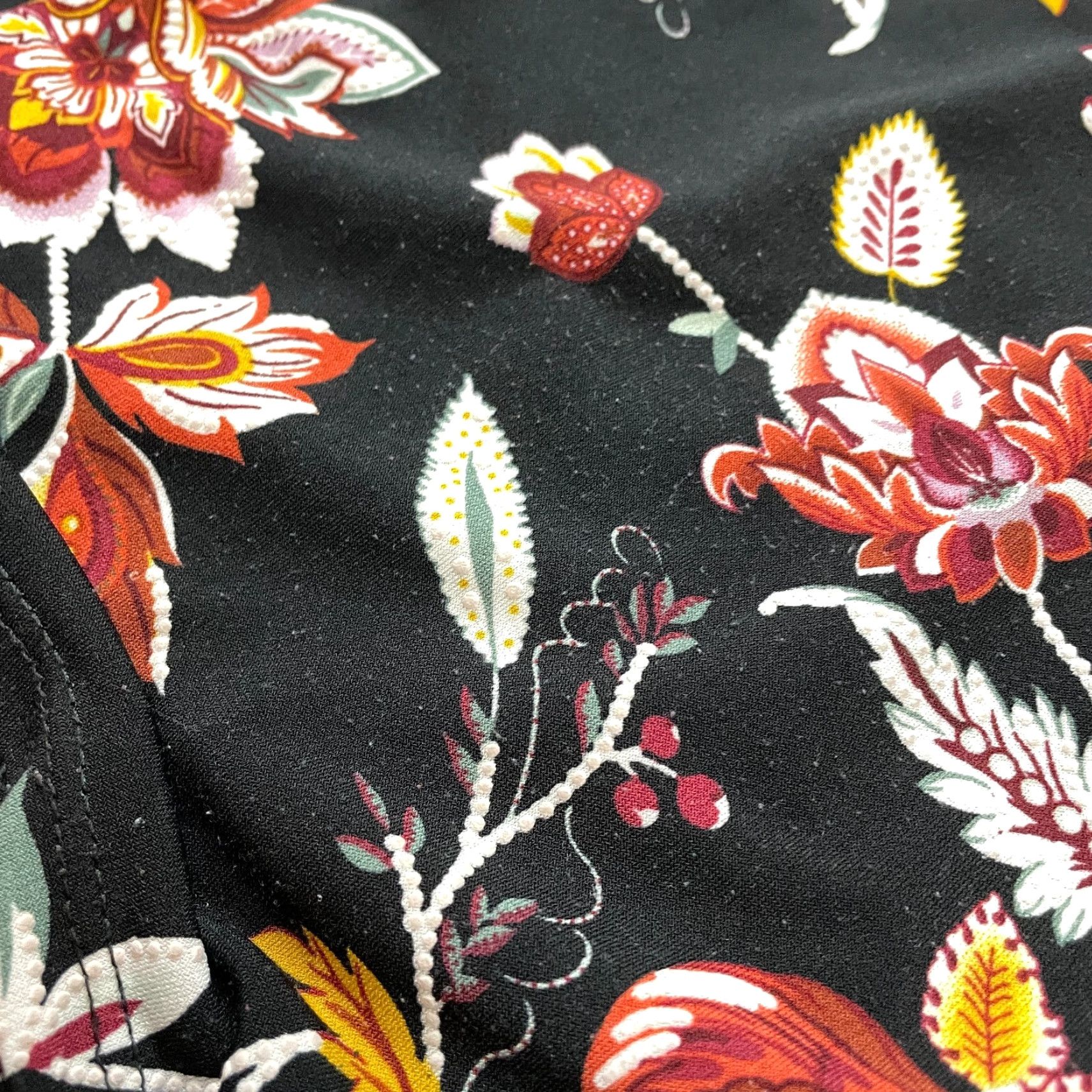 Vintage Cato Blouse Shirt Womens 28W Black Floral Long Sleeve Round Neck Button Casual Chiffon Polyester Plus Size Fall Spring Summer - Mens? Size 4XL / US 24-26 - 4 Thumbnail