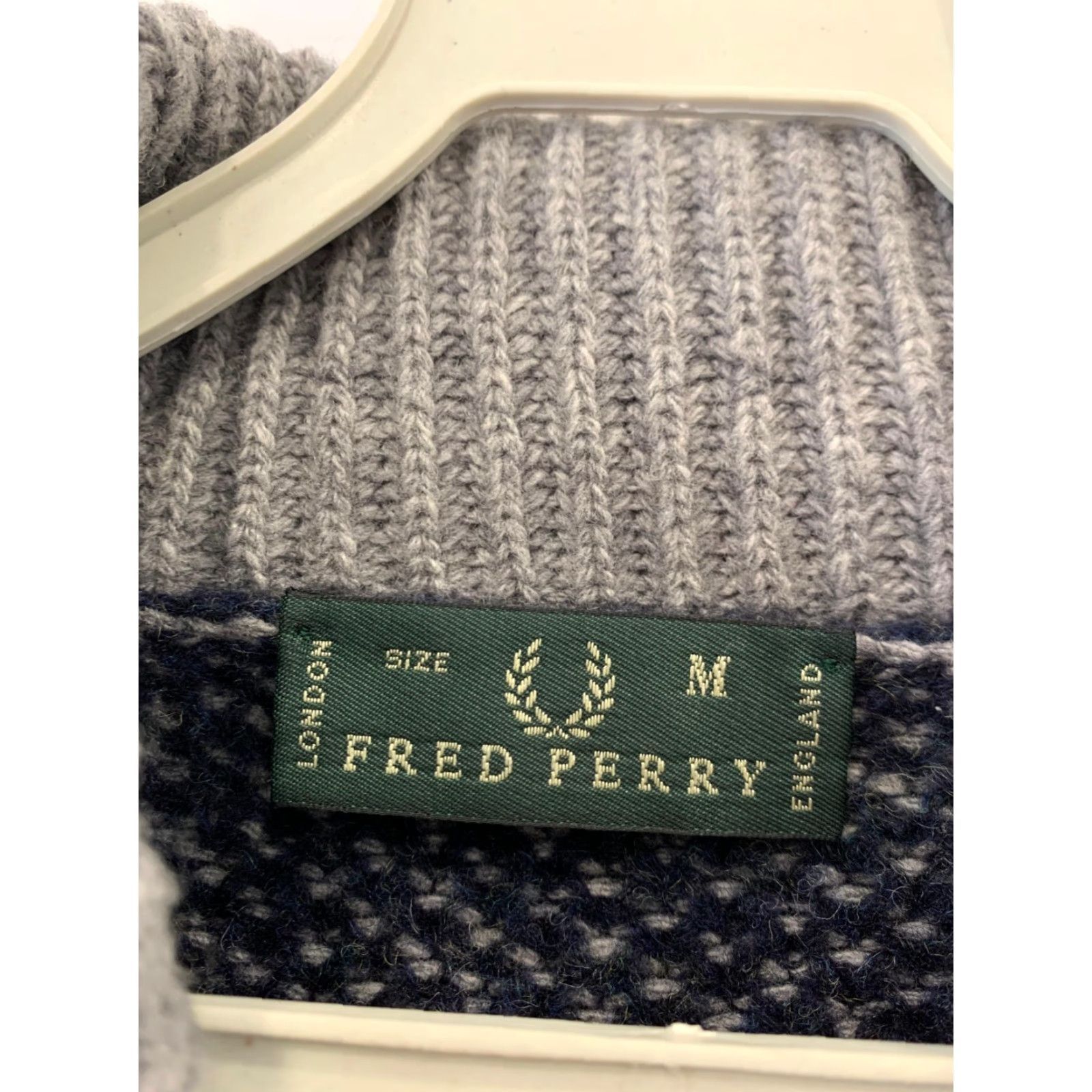 Fred Perry VINTAGE Fred Perry Shawl Collar Knit Sweater Mens M Blue Gray Textured Wool Blend #157 Size US M / EU 48-50 / 2 - 3 Thumbnail