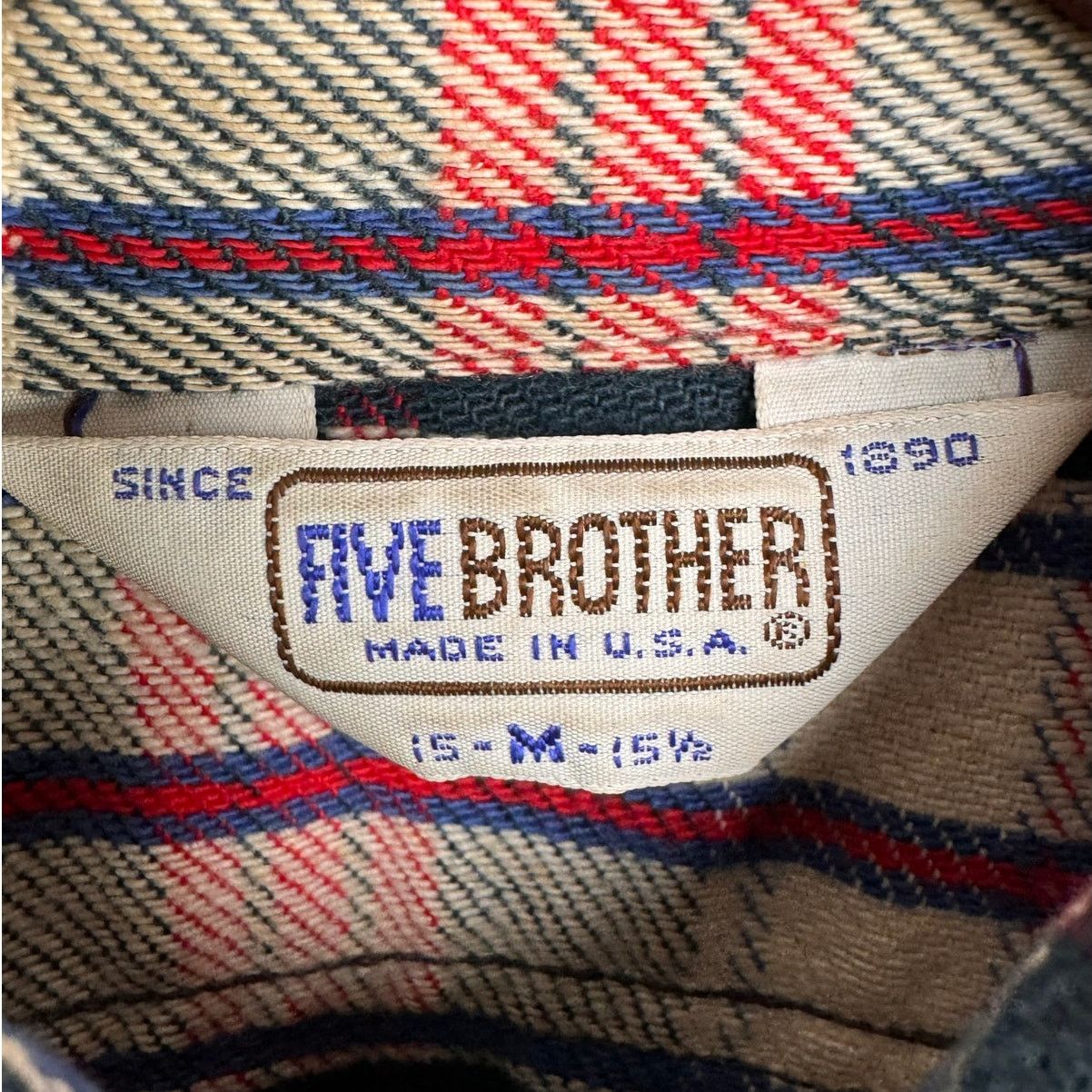 Vintage VTG 80s Red White Plaid Flannel Shirt Mens Sz M Five Brother Size US M / EU 48-50 / 2 - 8 Thumbnail