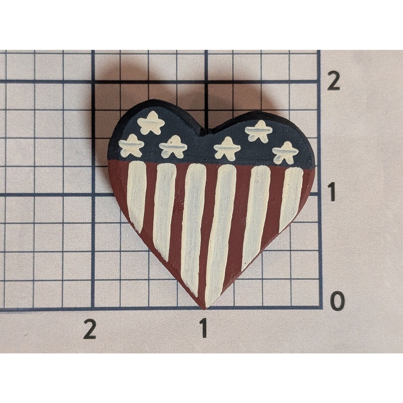 Vintage VTG 1980s Star Spangled Heart Patriotic Wood Pin Brooch Size ONE SIZE - 4 Thumbnail