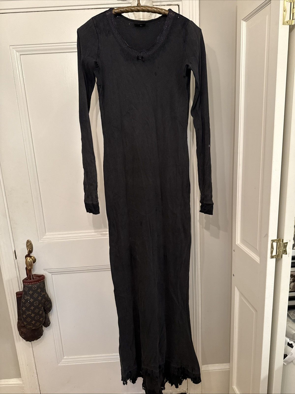 Balenciaga Balenciaga black cotton long gown Size L / US 10 / IT 46 - 10 Thumbnail