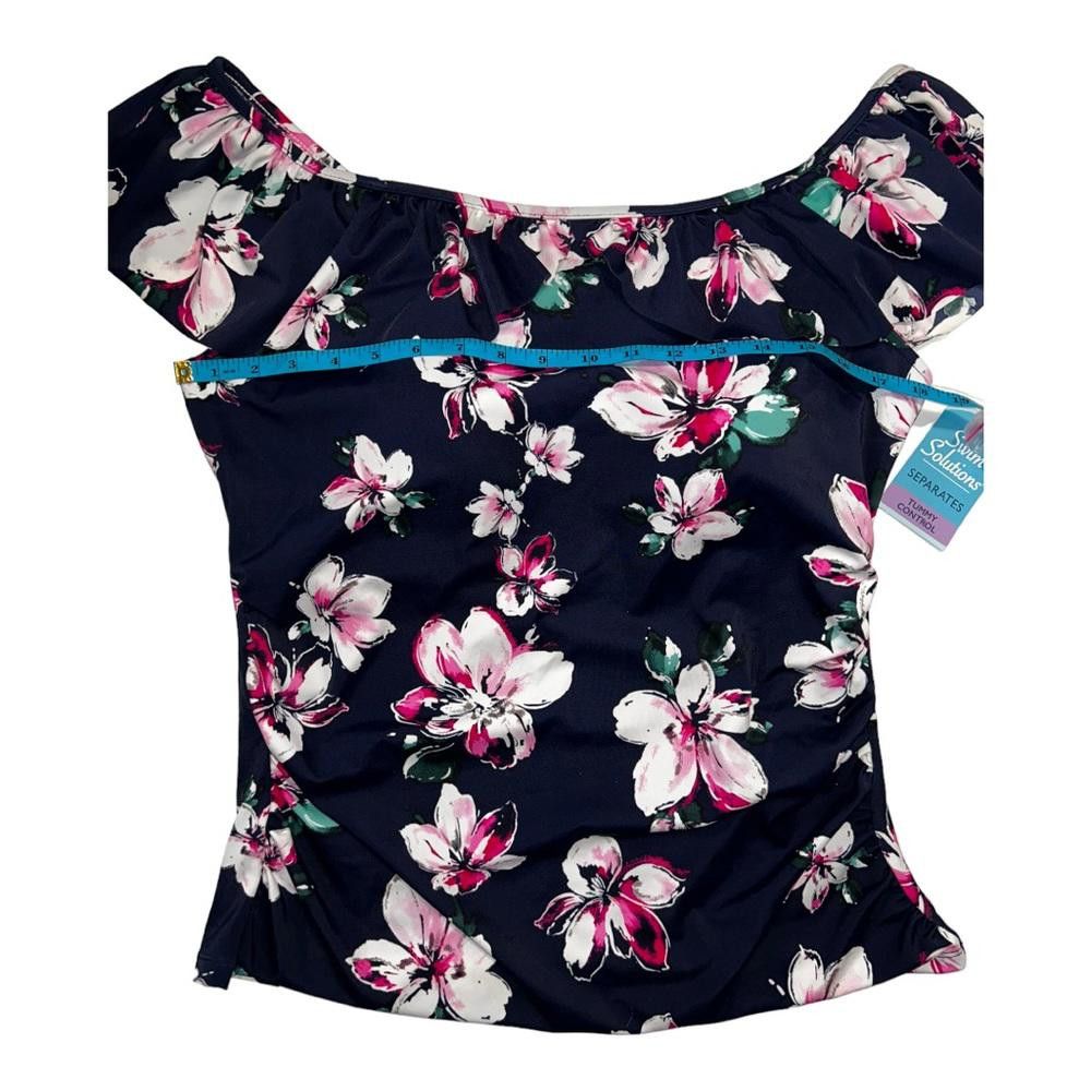 Designer Swim Solutions l NWT Navy Floral Ruffle Tankini Top Size 18 Size ONE SIZE - 4 Thumbnail