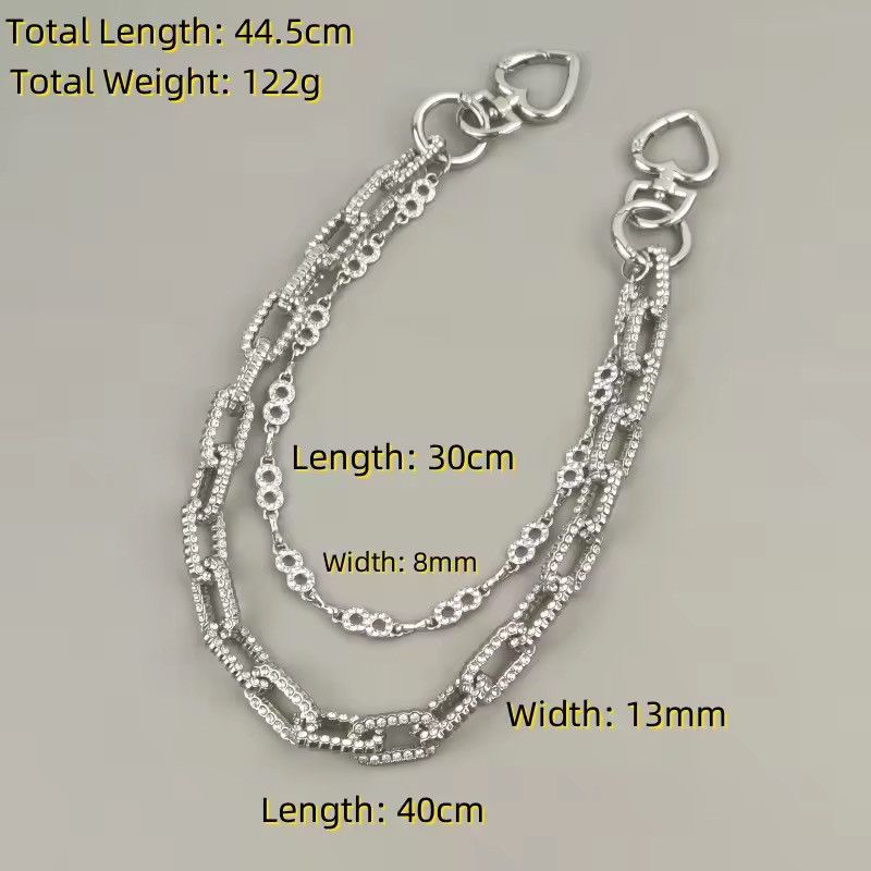 Jean Double Layer Number 8 Rhinestone Cuban Chain Wallet Pant Size ONE SIZE - 5 Thumbnail