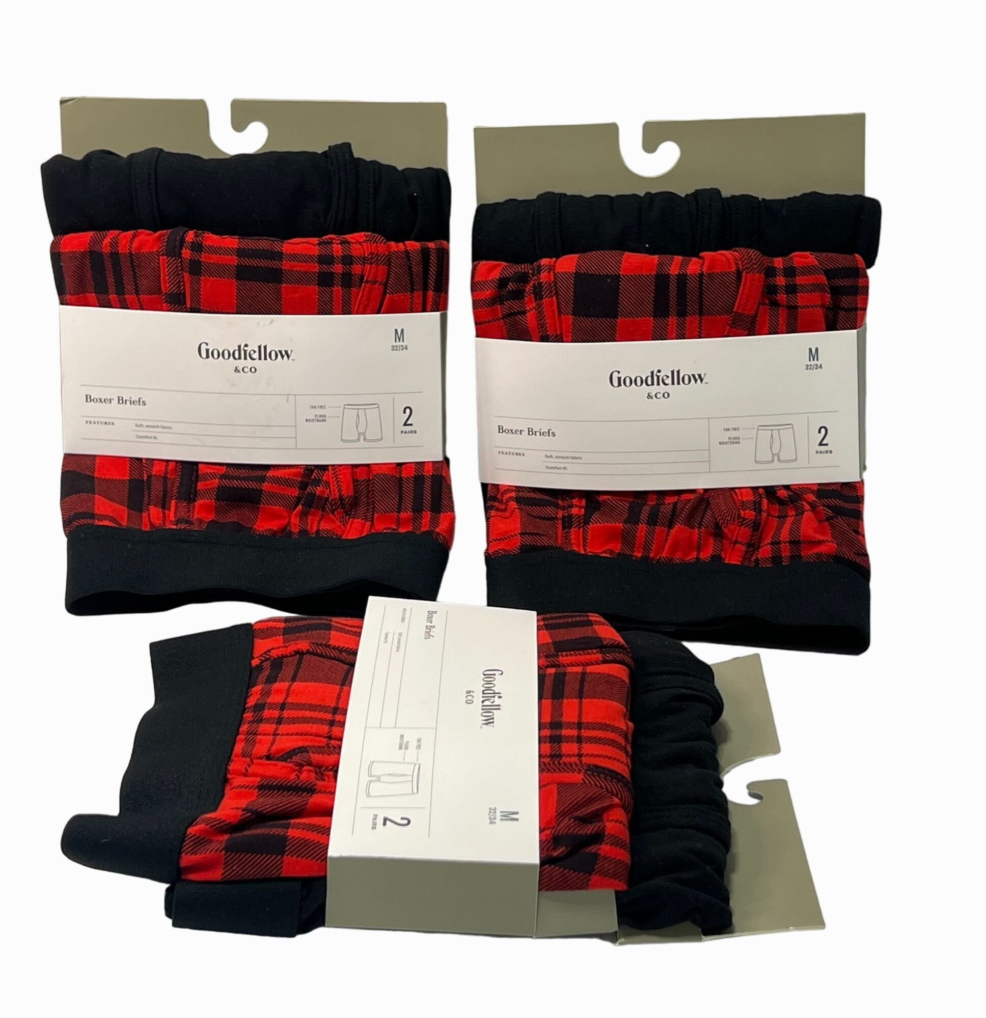 Other Goodfellow & Co- Men's Plaid Boxer Briefs- 3 Pack (6 Units)- Size ONE SIZE - 1 Thumbnail
