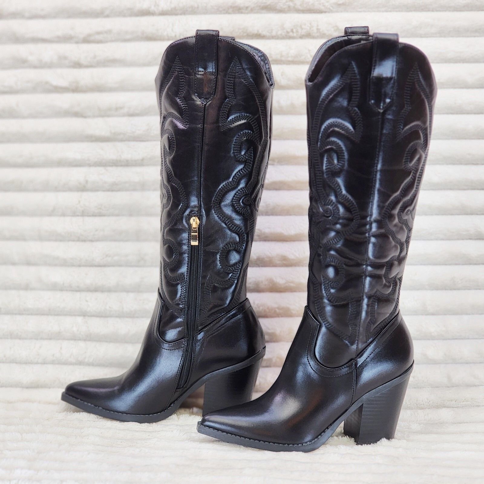 Other Electric Cowboy Western Faux Leather Knee High Cowgirl Boots Size US 7 / IT 37 - 1 Thumbnail