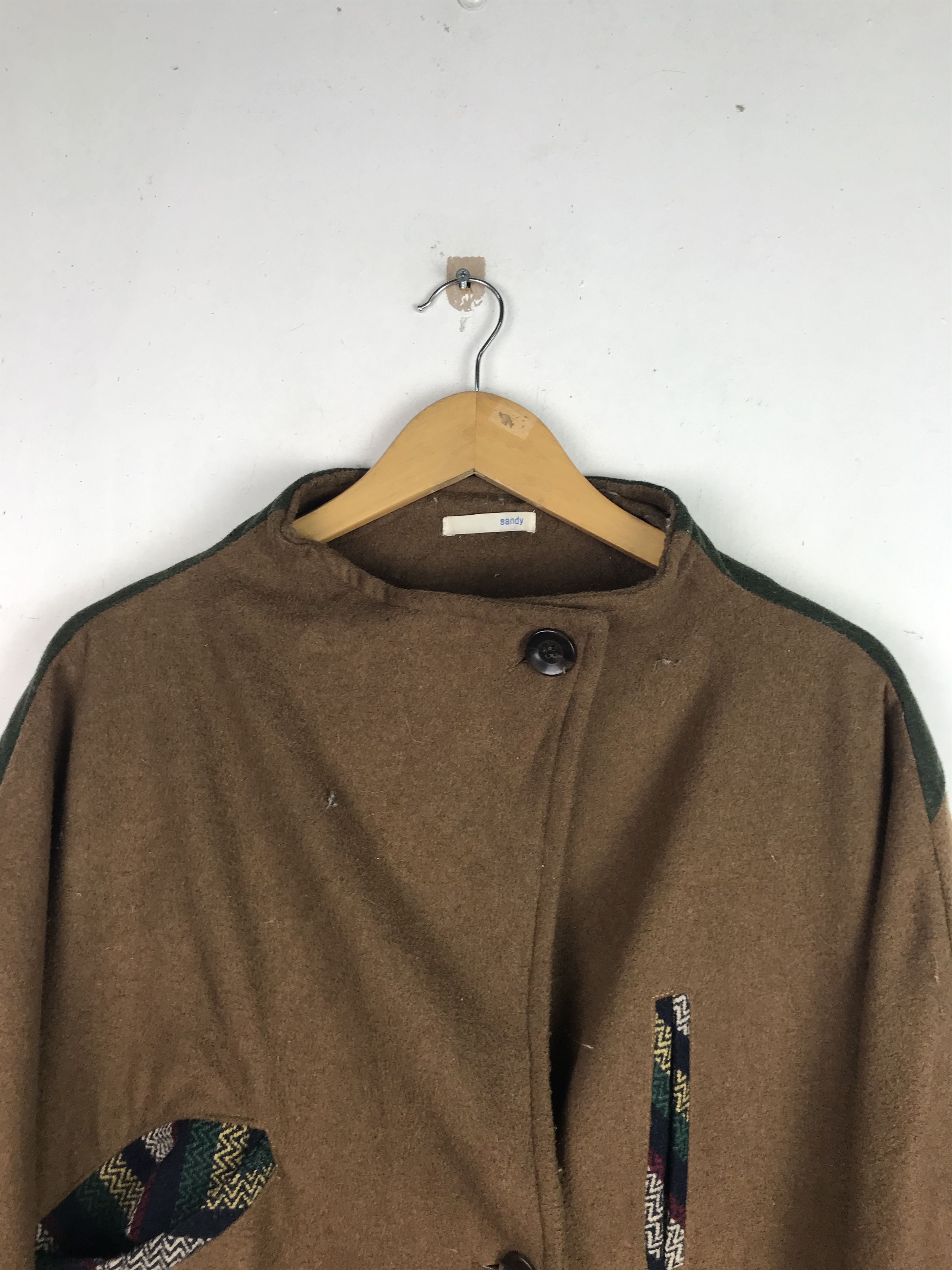 Other Vintage Wool Long Jacket Rare Design Size US XL / EU 56 / 4 - 3 Thumbnail