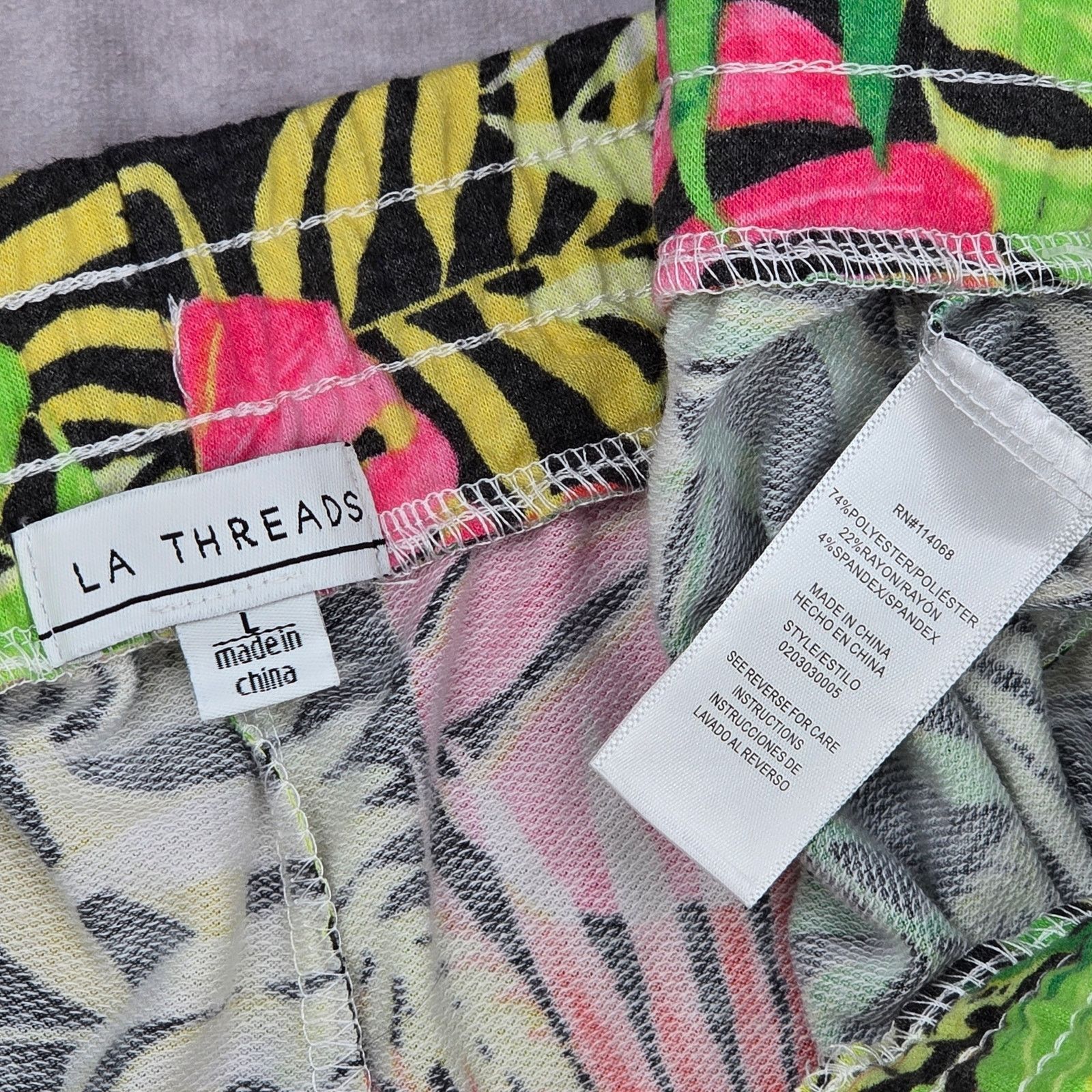 Other LA Threads Green Tropical Floral Stretch Shorts Large Size 34" / US 12 / IT 48 - 5 Thumbnail