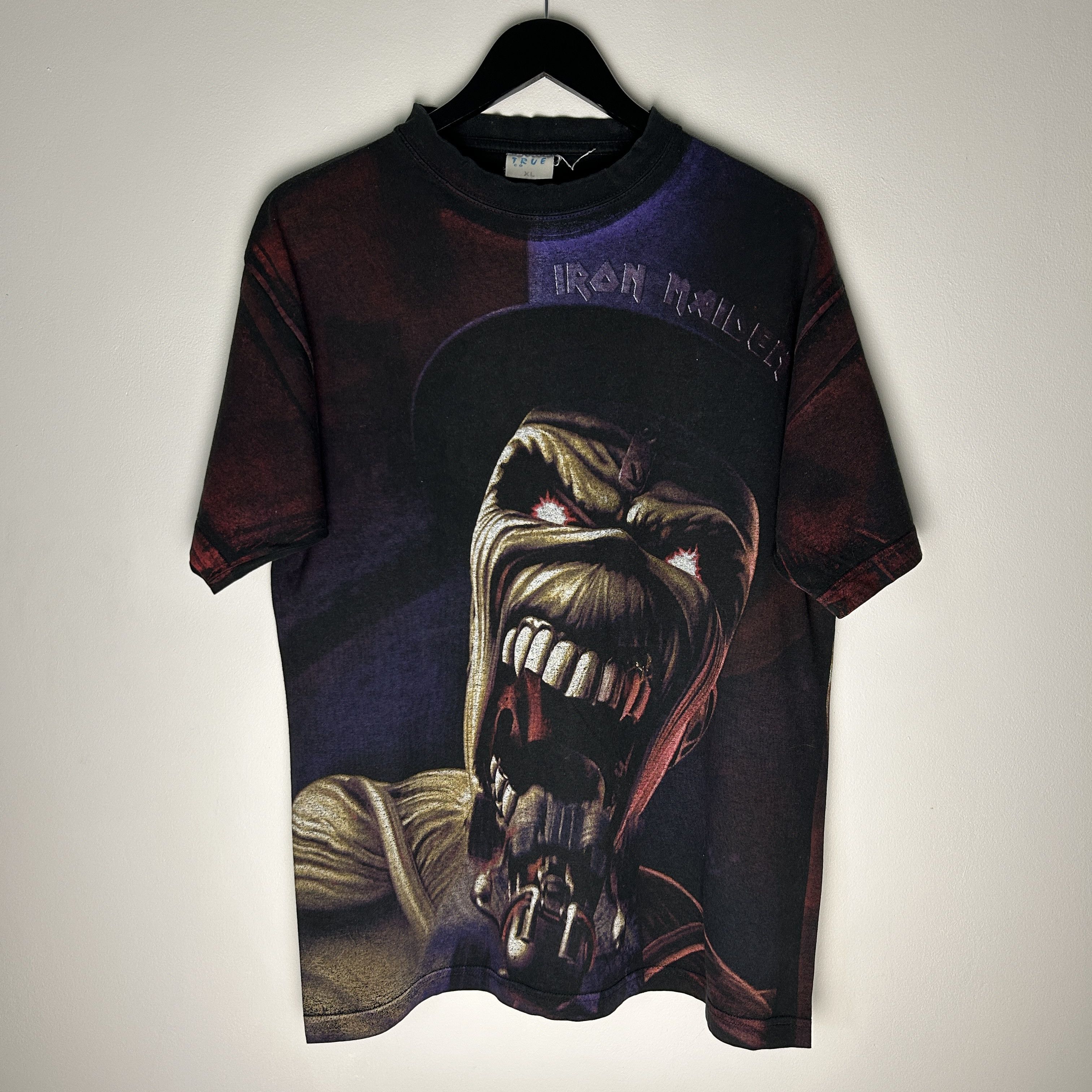 Band Tees Vintage 90s Iron Maiden Fear Dark All Over Print Band