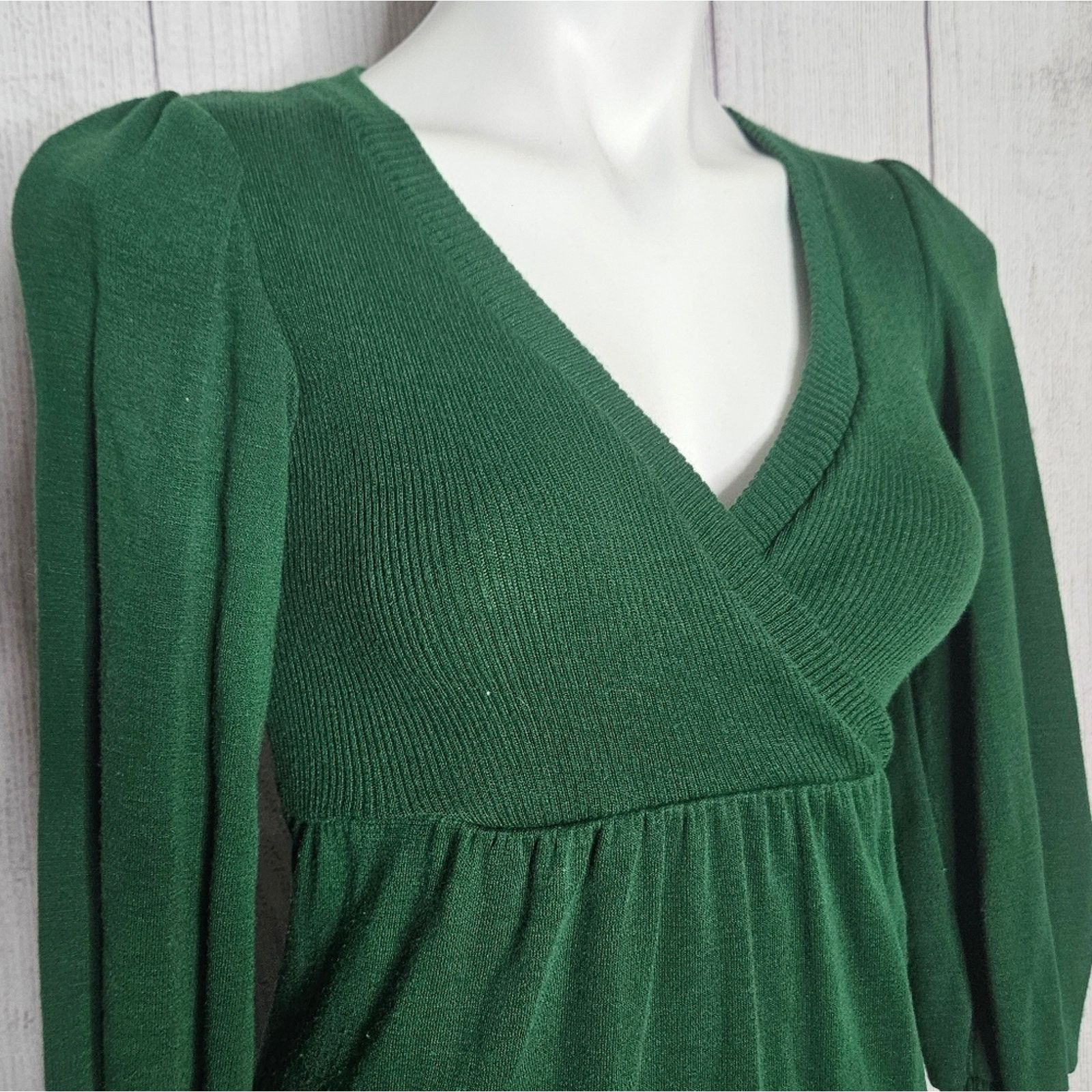 Vintage VTG 70s Green Maxi Dress w Surplice Neckline, HUBBA HUBBA Size M / US 6-8 / IT 42-44 - 6 Thumbnail