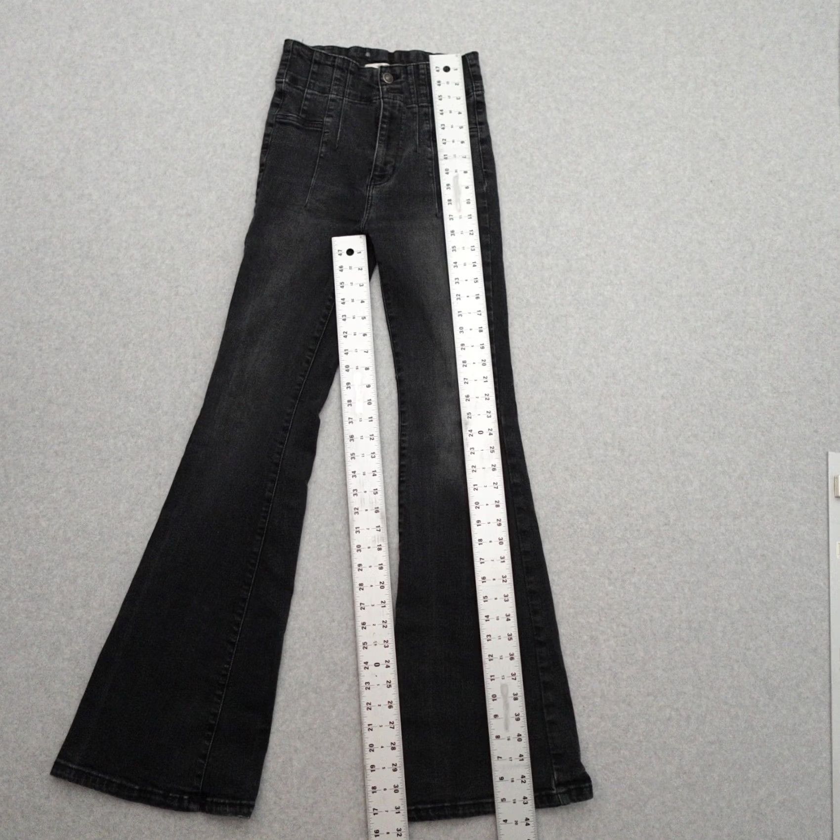 Vintage We The Free Denim Jeans Black Bell Bottoms High Rise Button 27x31 Flared 27x31 Womens 90s Style Size 27" / US 4 / IT 40 - 4 Thumbnail