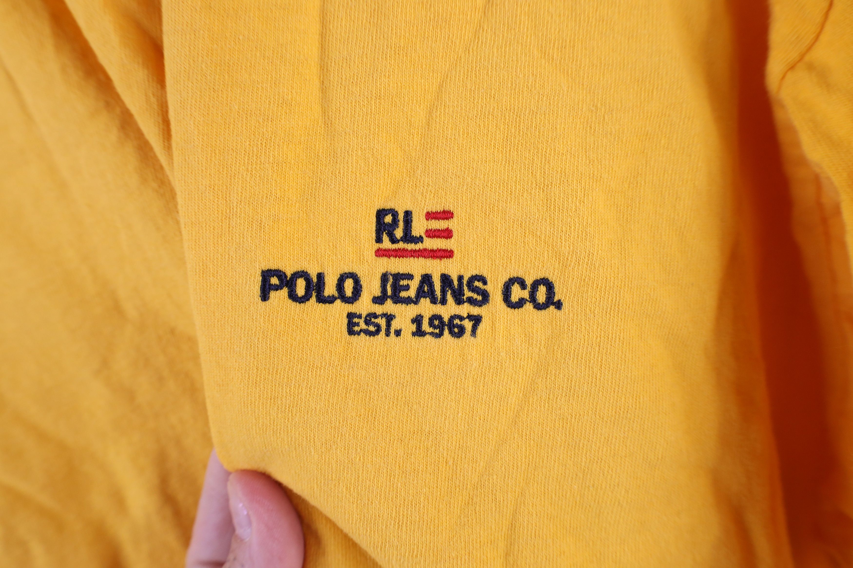 Ralph Lauren × Vintage Vintage 90s Ralph Lauren Out Big Logo Flag T-Shirt Yellow Size US L / EU 52-54 / 3 - 4 Thumbnail