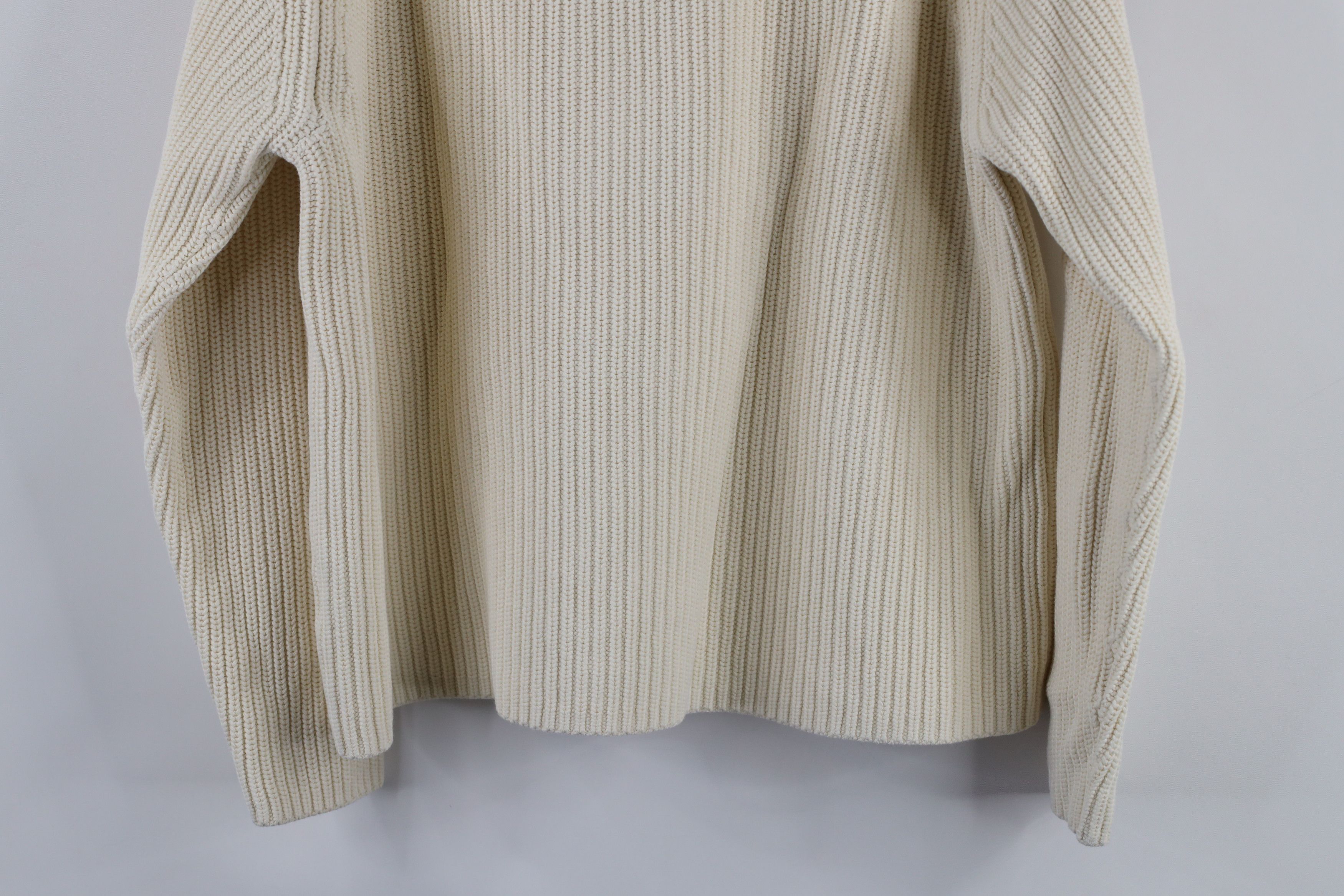 Lands' End × Vintage Vintage 90s Lands End Ribbed Knit Turtleneck Sweater Cream Size L / US 10 / IT 46 - 8 Thumbnail