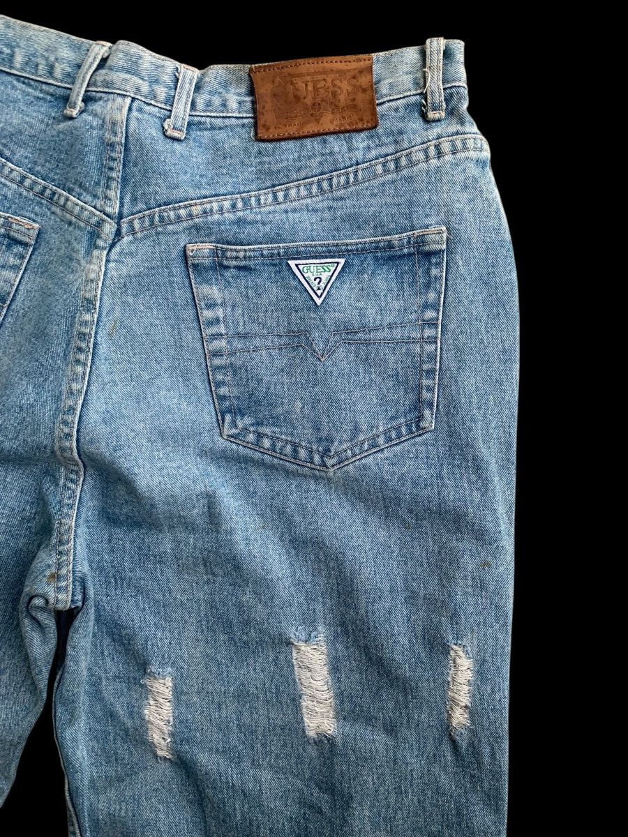 Guess × Japanese Brand × Vintage American Guess Light Blue Baggy Distressed Jeans Size US 34 / EU 50 - 13 Thumbnail