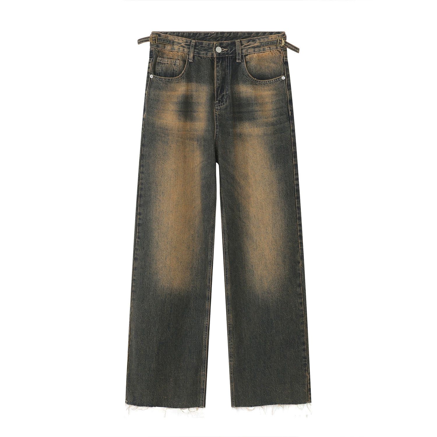 Vintage Japanese retro straight-leg distressed raw-edge jeans Size US 32 / EU 48 - 5 Thumbnail