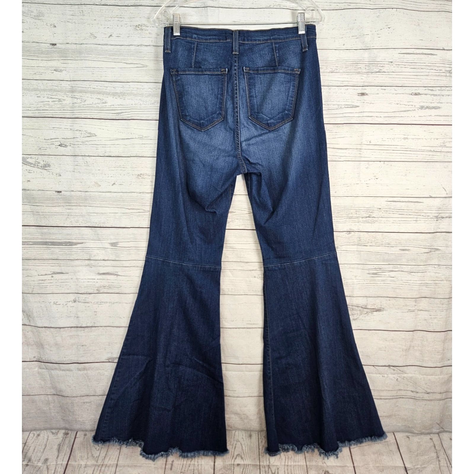 Vintage Judy Blue Womens Memphis Hi Waist Flare Jeans Sz 13 Blue Raw Hem Size 34" / US 12 / IT 48 - 3 Thumbnail