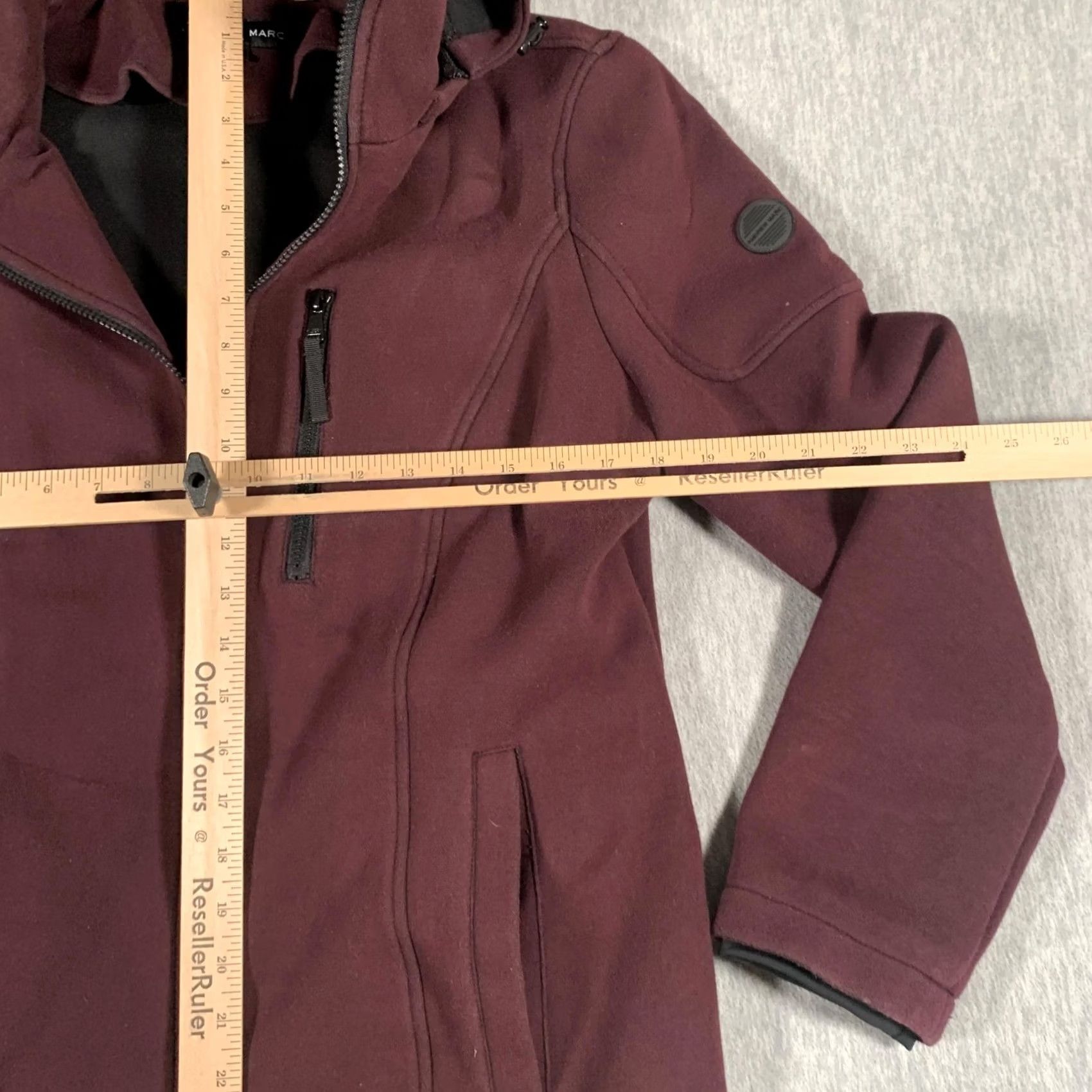 Vintage Andrew Marc Jacket Womens Medium Burgundy Hooded Softshell Full Zip Stretch Coat Size M / US 6-8 / IT 42-44 - 7 Thumbnail