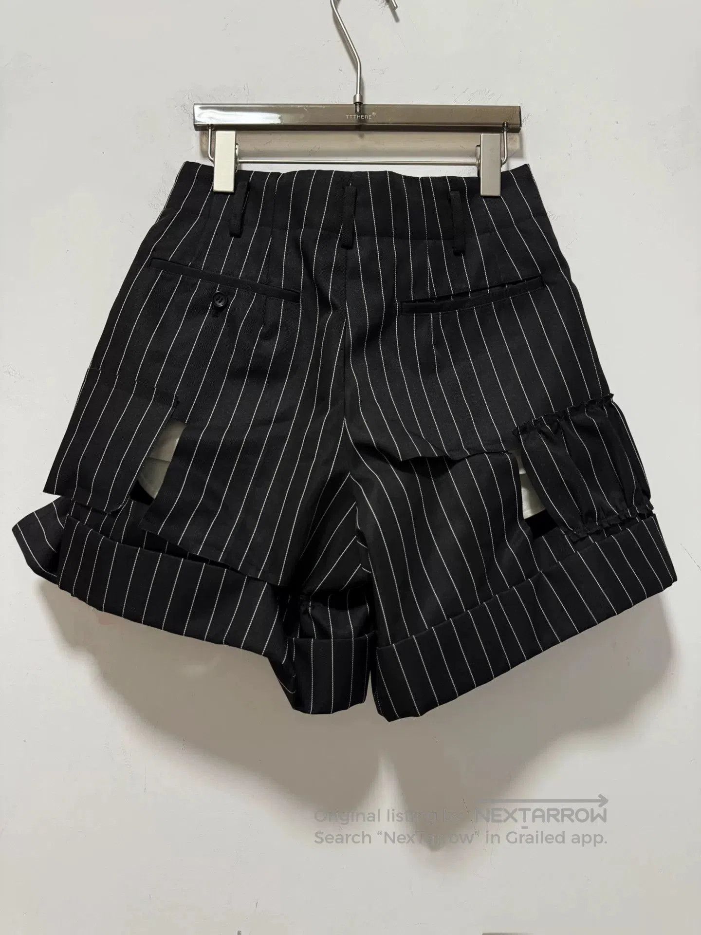 CDG Deconstructed Bow Stripe Shorts.