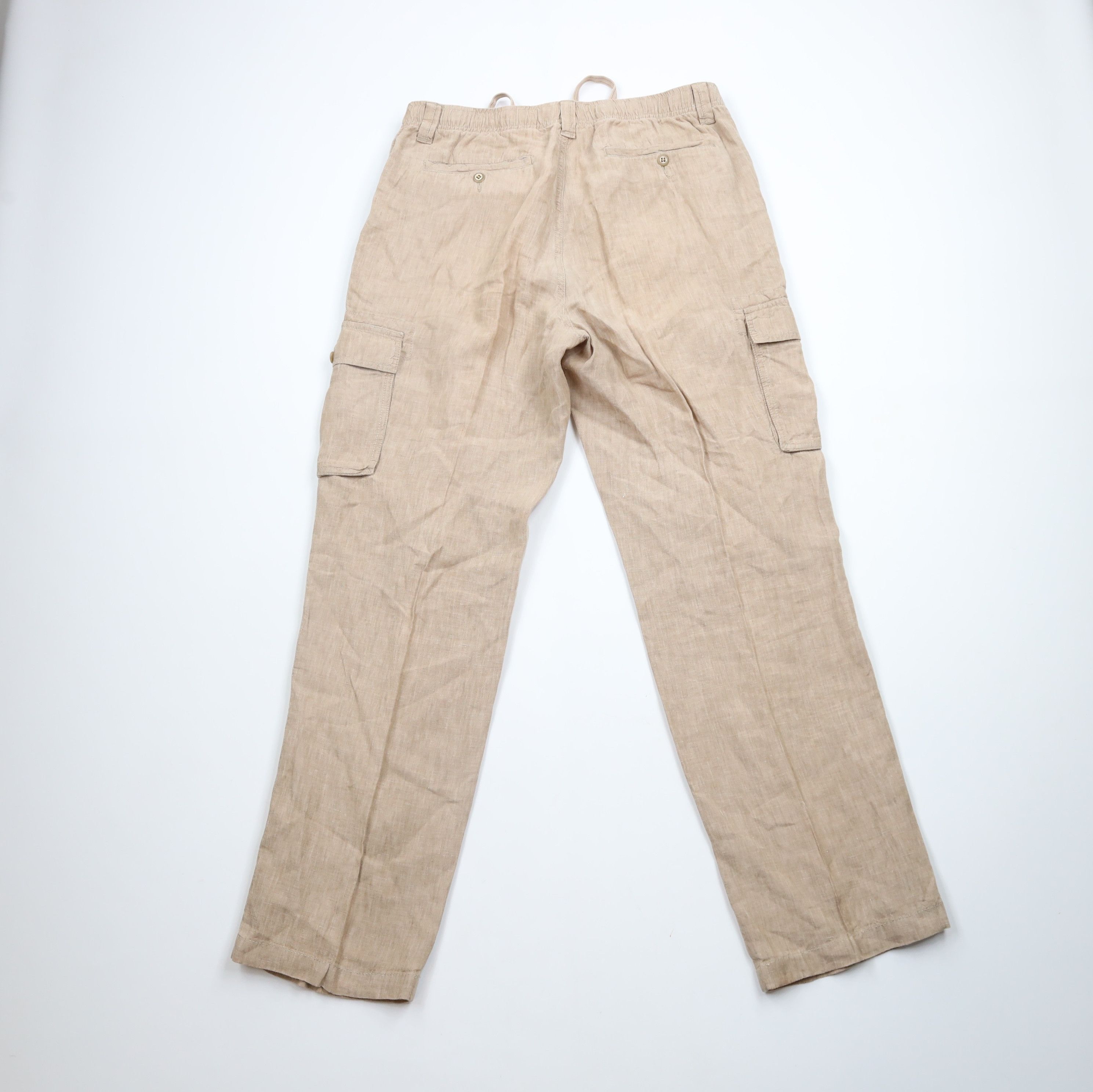 Vintage Vintage 90s Streetwear Linen Wide Leg Cargo Pants Beige Size US 34 / EU 50 - 7 Thumbnail