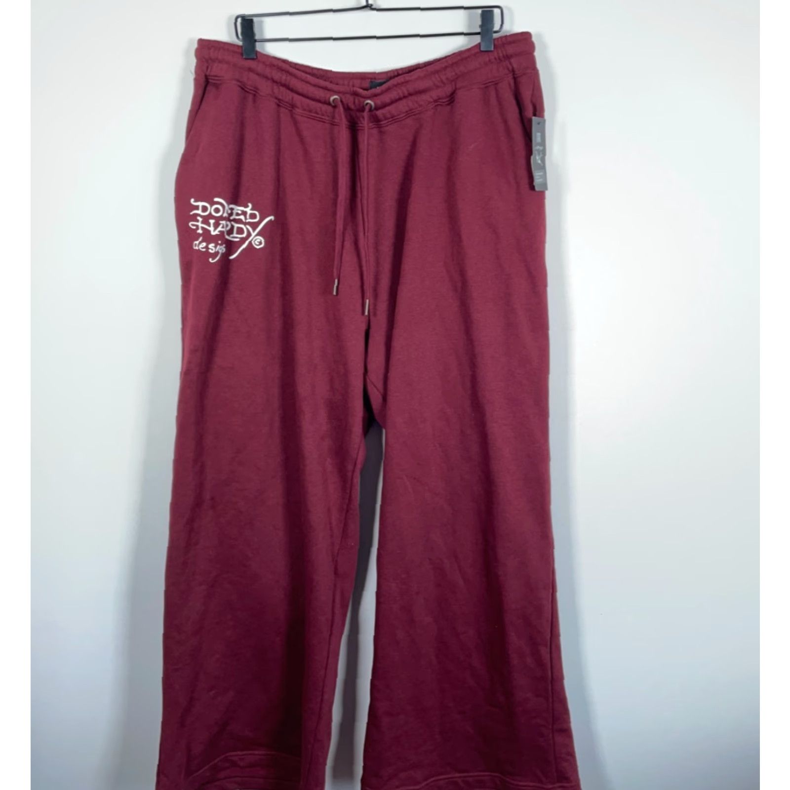Ed Hardy Ed Hardy Wide Leg Sweatpants Women's 3X Dark Red Tiger Traditional Tattoo Unworn Size 26" / US 2 / IT 38 - 2 Thumbnail