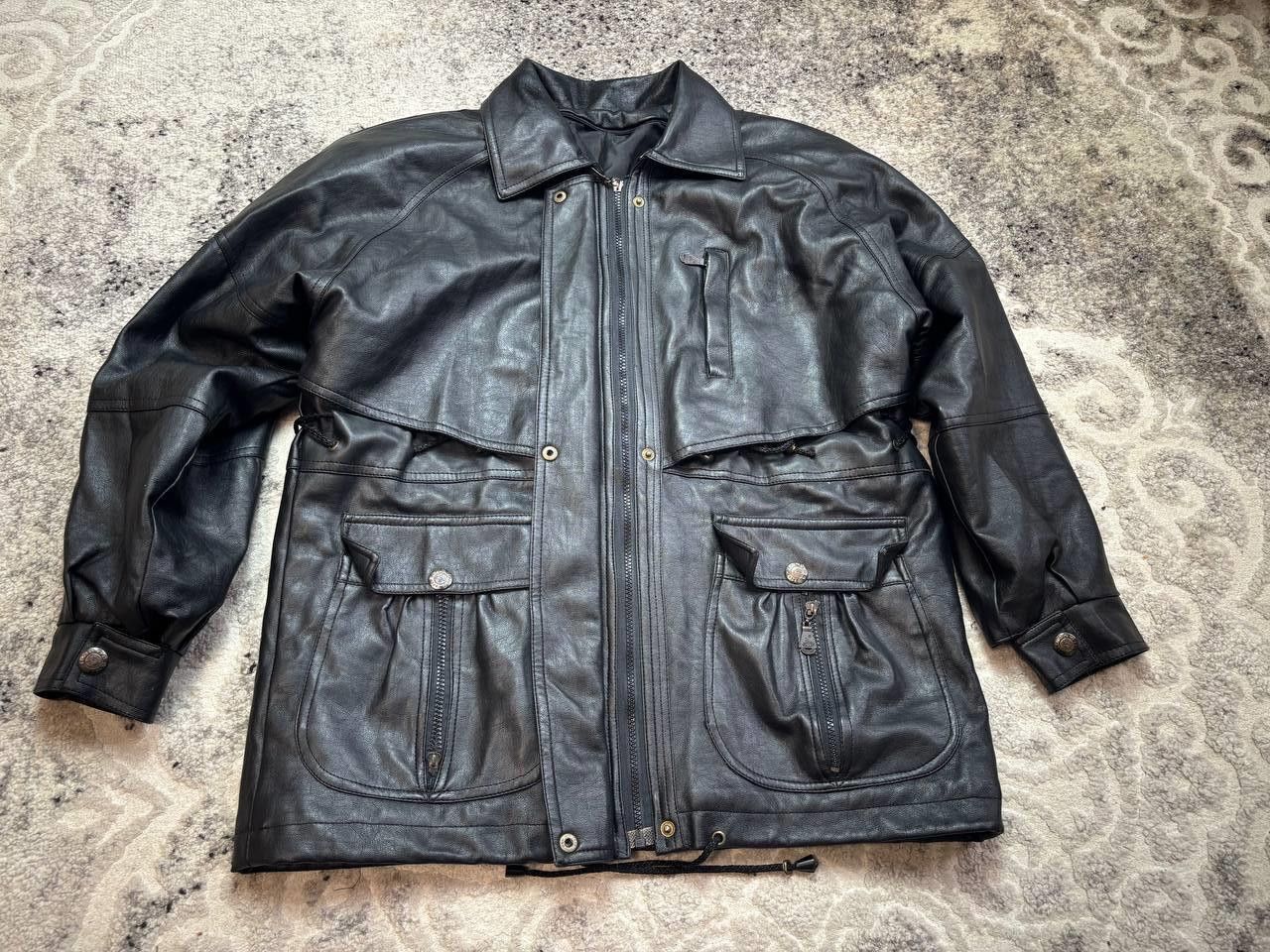 Vintage 90s Vintage Oversized Multi-Pocket Leather Field Jacket Size US L / EU 52-54 / 3 - 12 Thumbnail