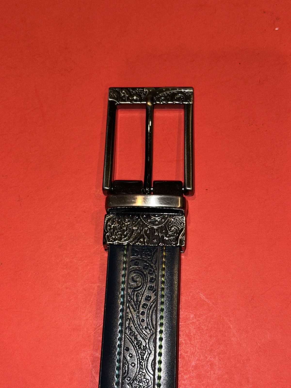 Robert Graham Robert Graham Paisley Multicolor Leather Reversible Belt 38 Size 38 - 4 Thumbnail