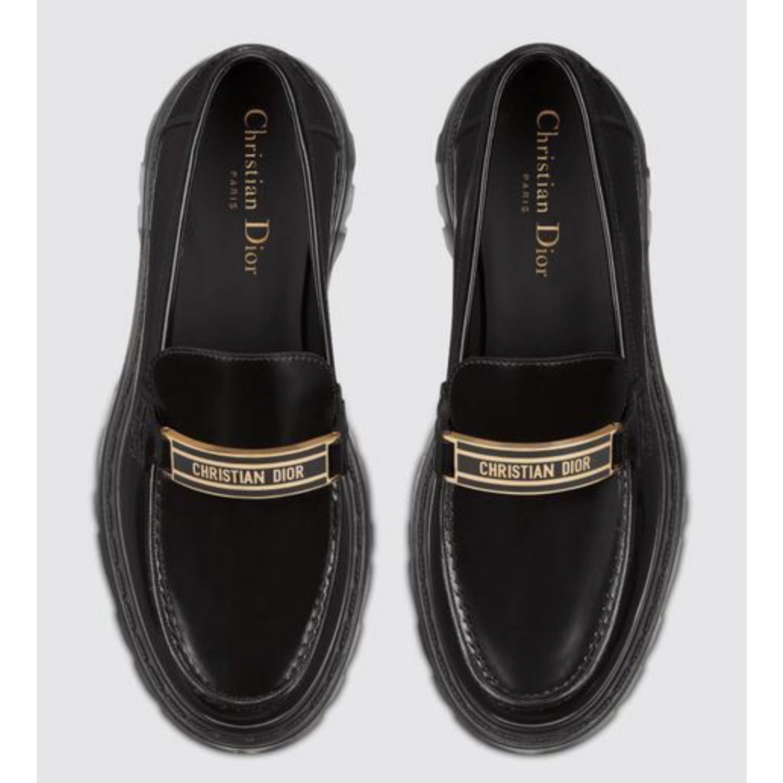 Dior Dior Code Black Brushed Calfskin Leather Gold Logo Loafer Size US 7.5 / IT 37.5 - 10 Thumbnail