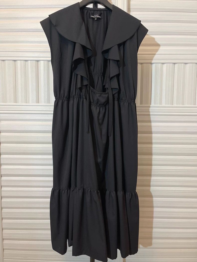 Comme des Garcons black wool ruffled dress with tie-2508 Size US 26 / EU 42 - 3 Thumbnail