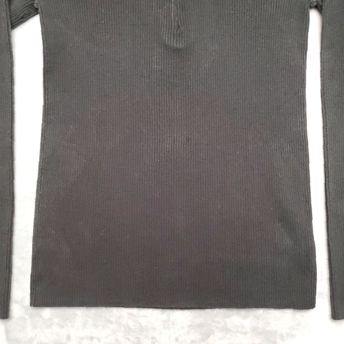 Ralph Lauren VINTAGE Ralph Lauren Polo Jeans Sweater Womens M 1/4 Zip Ribbed Stretch Black Cardigan Knit Cotton Blend All Seasons Pockets Solid Casual Womens Size M / US 6-8 / IT 42-44 - 2 Thumbnail