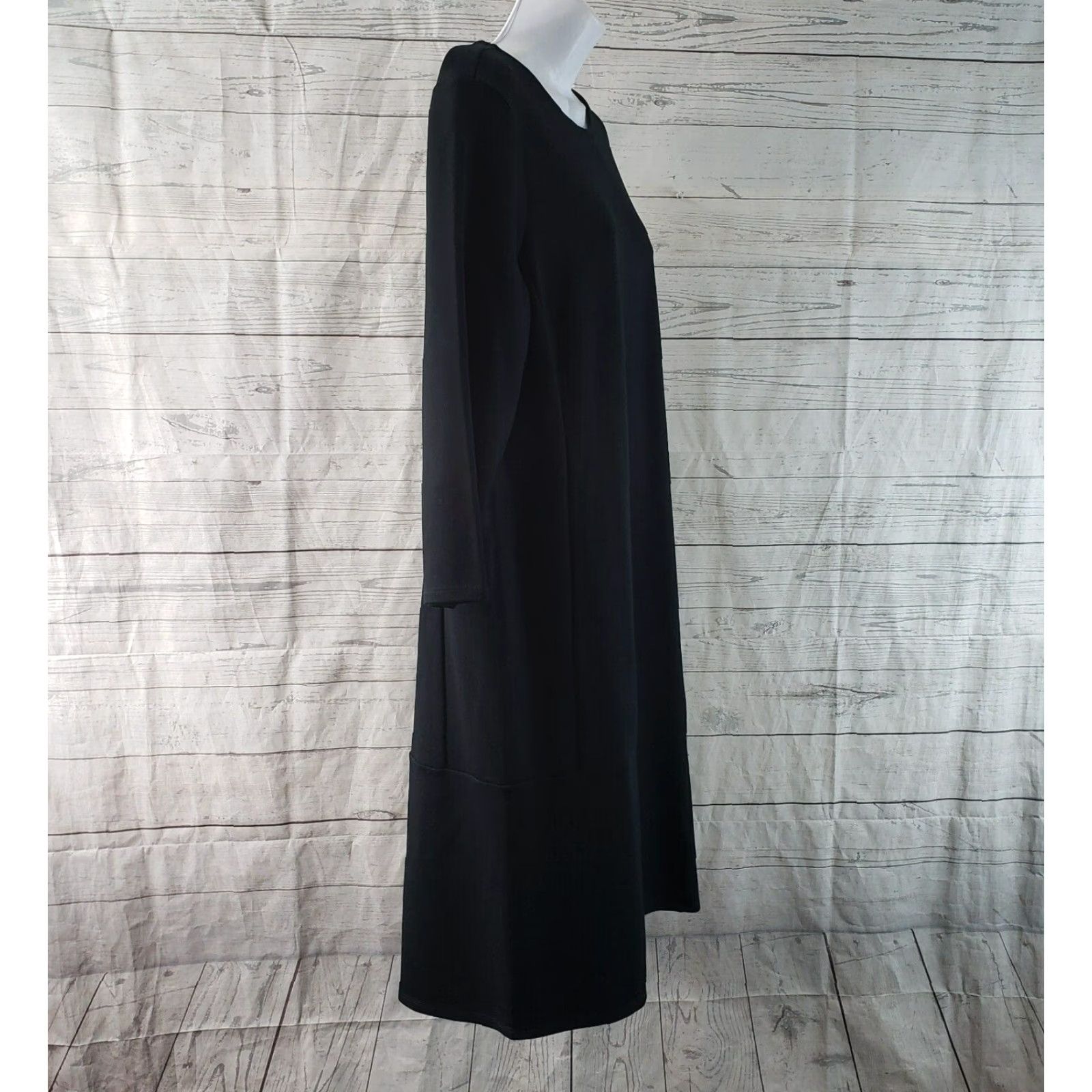 J. Jill J Jill Womens Ponte Dress Sz Medium Solid Black 3/4 Sleeve Size M / US 6-8 / IT 42-44 - 3 Thumbnail