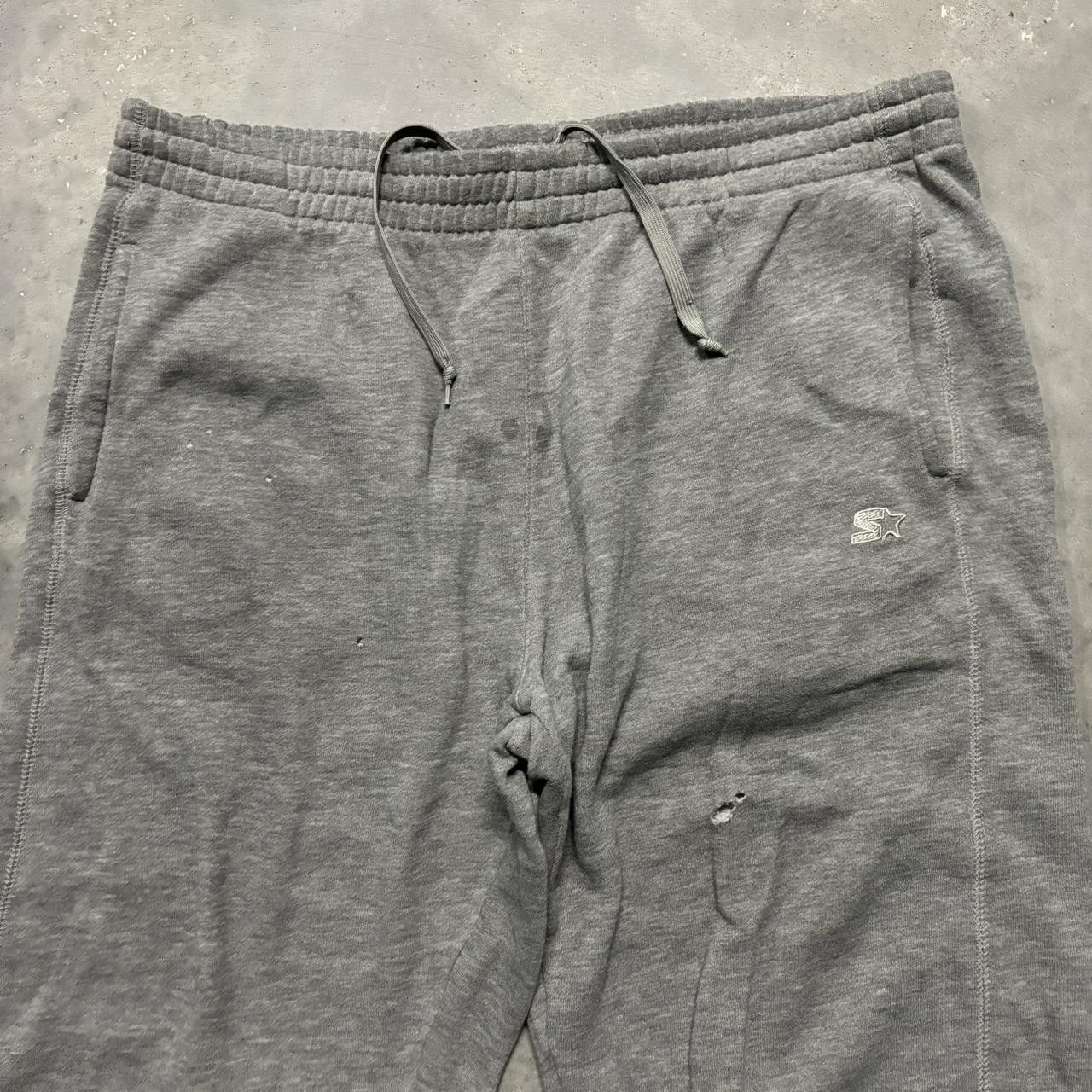 Japanese Brand × Vintage Crazy Vintage Y2K/2000s Baggy Light Grey Distressed Skater Essential Sweatpants! Size US 36 / EU 52 - 4 Thumbnail