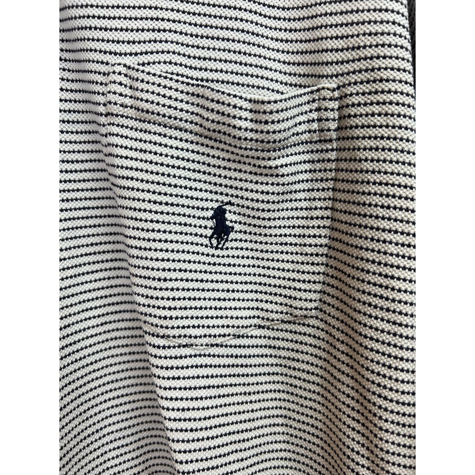 Polo Ralph Lauren Polo Ralph Lauren Vintage Striped Polo Shirt Black Cream XL Size US XL / EU 56 / 4 - 2 Thumbnail
