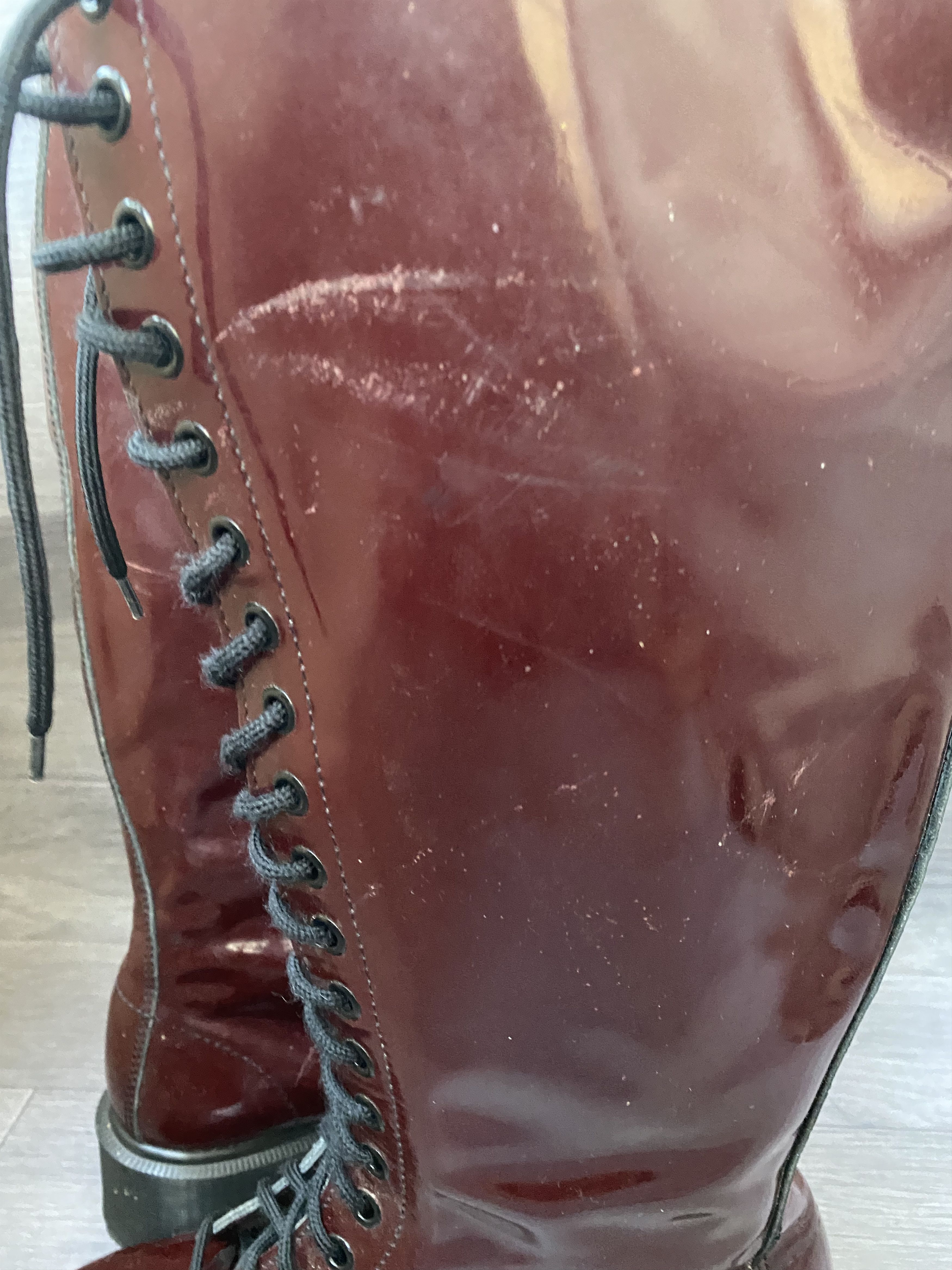 Vintage dr marten long riding maroon boots