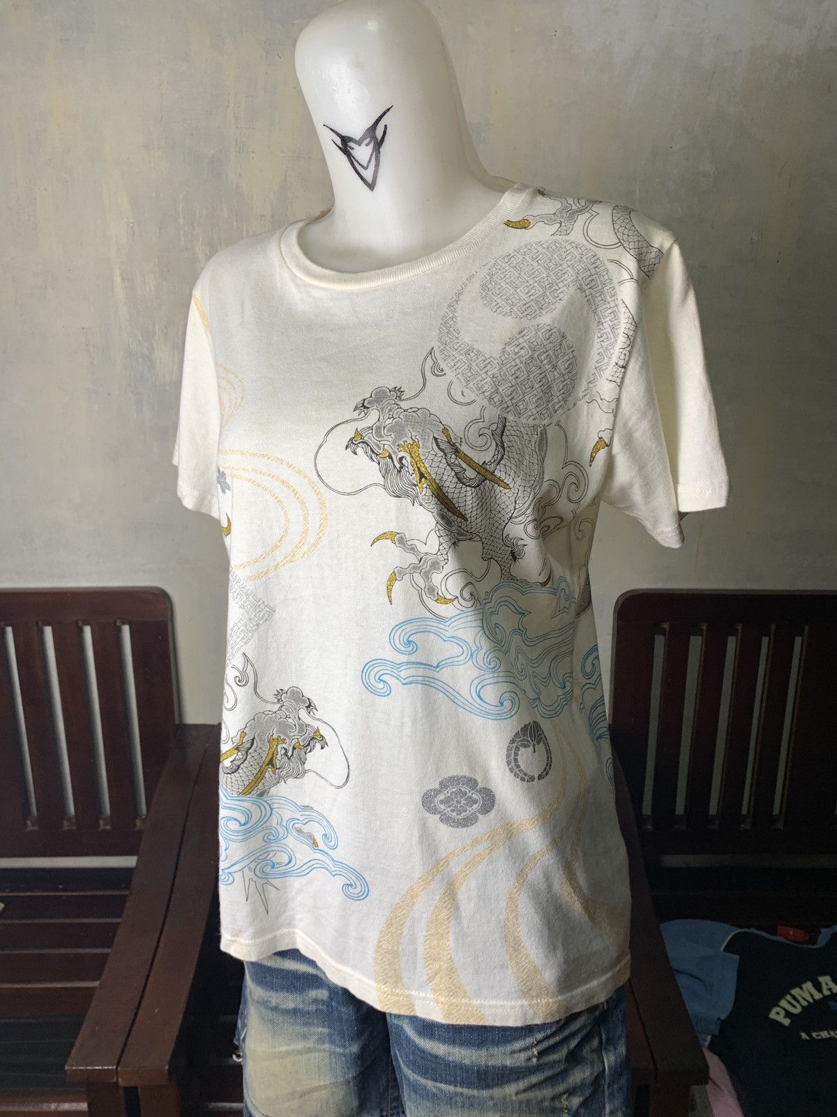 Japanese Brand 2000s Space Opera Japan Sukajan Dragons Over Graphic Top Size M / US 6-8 / IT 42-44 - 2 Thumbnail