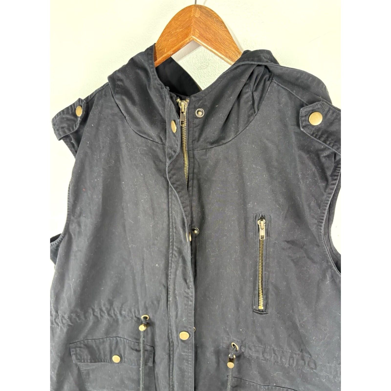Vintage VINTAGE Zenana Outfitters Utility Vest Women’s Cotton Hooded Sleeveless Size 1X Black Casual Travel Workwear Size XL / US 12-14 / IT 48-50 - 2 Thumbnail