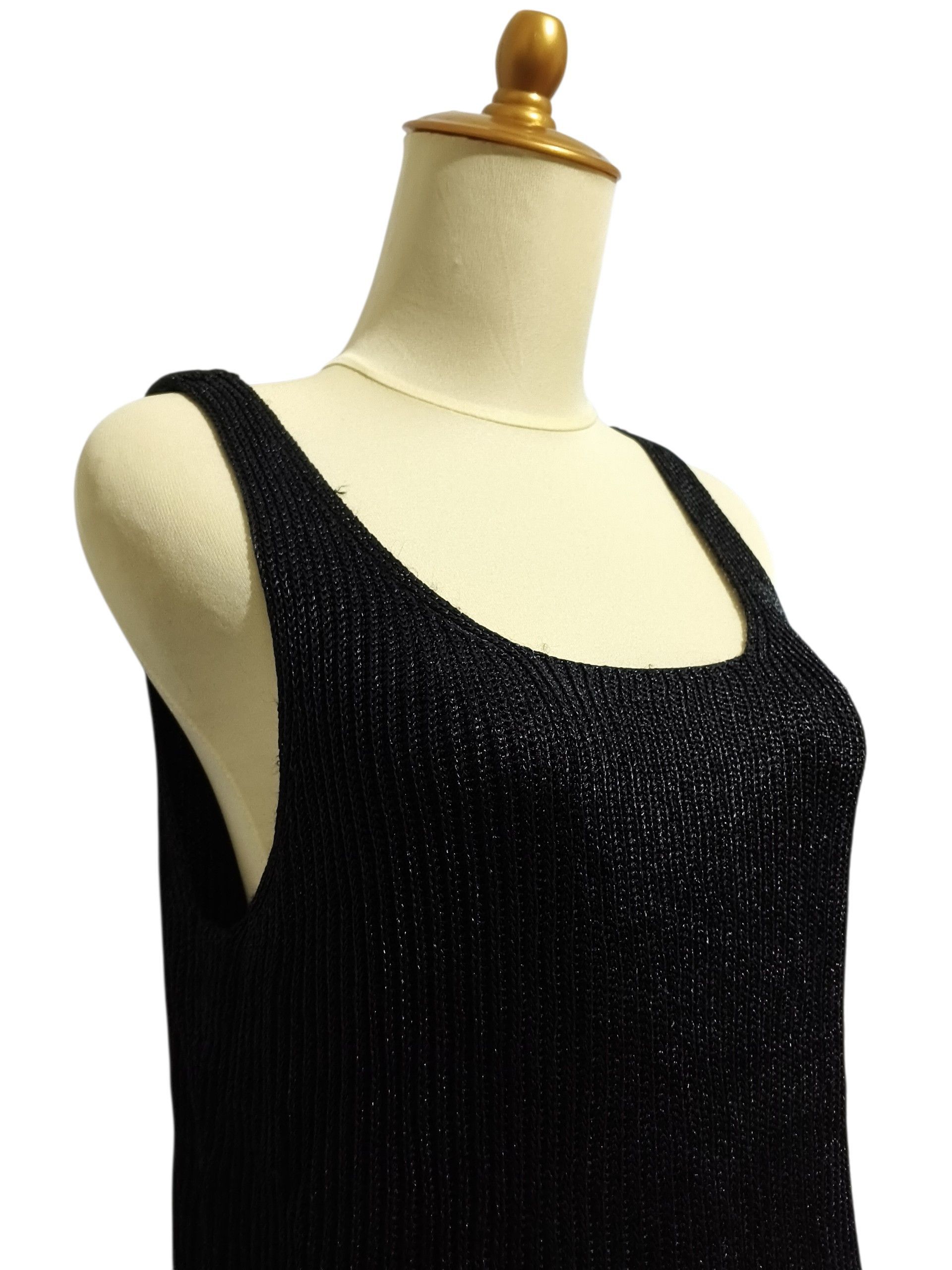 Ralph Lauren Ralph Lauren Black Metallic Rib Knit Tank Top Size L / US 10 / IT 46 - 4 Thumbnail