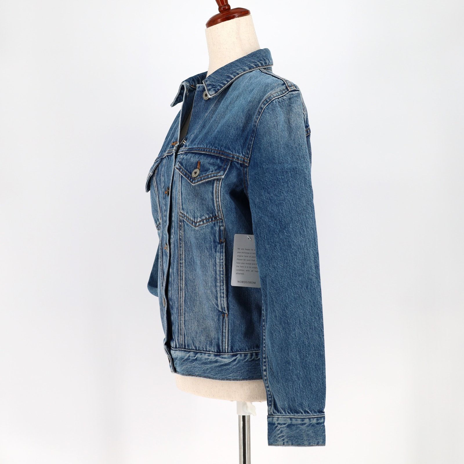 Baldwin Baldwin Women Blue Medium Wash Denim Moto Boxy Jacket Size S Size S / US 4 / IT 40 - 3 Thumbnail