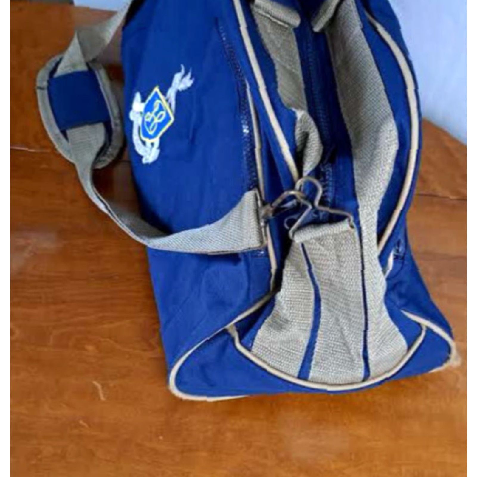 Vintage VINTAGE Hiram Bingham Canvas & Leather Trim Blue Duffle-Travel Bag EUC Size ONE SIZE - 6 Thumbnail