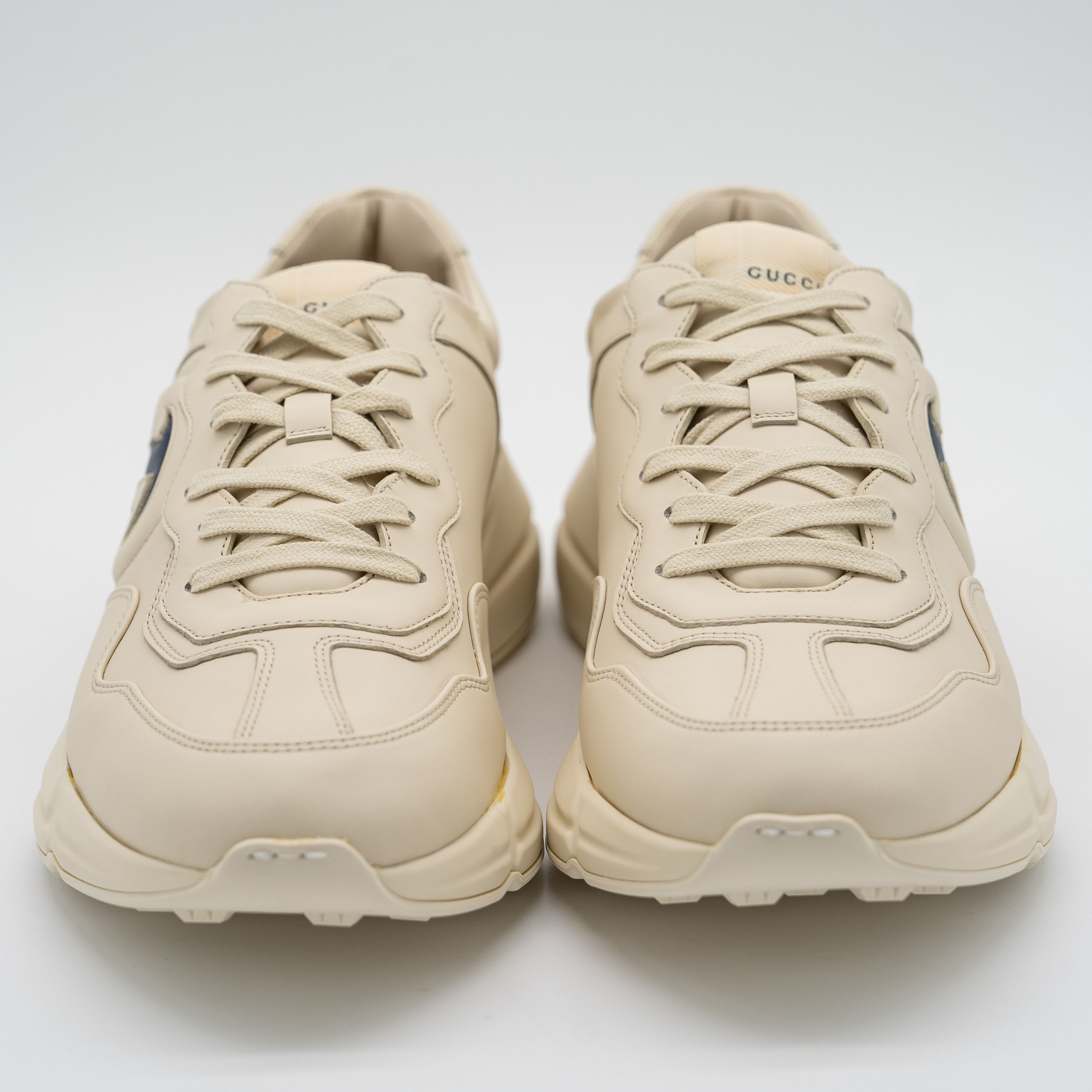 Gucci Gucci Rhyton Ivory Blue GG Cut Out Logo Leather Sneakers Size US 11.5 / EU 44-45 - 2 Thumbnail