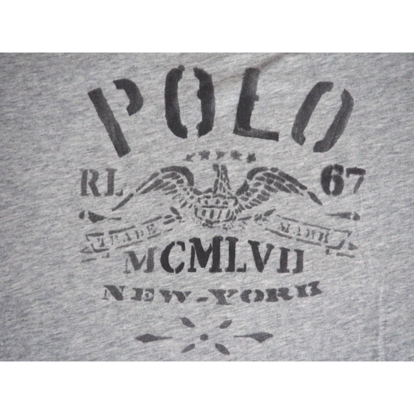Polo Ralph Lauren VTG 90s Polo Ralph Lauren Stencil Military Logo Heather Gray Tee Shirt Mens L Size US L / EU 52-54 / 3 - 5 Thumbnail