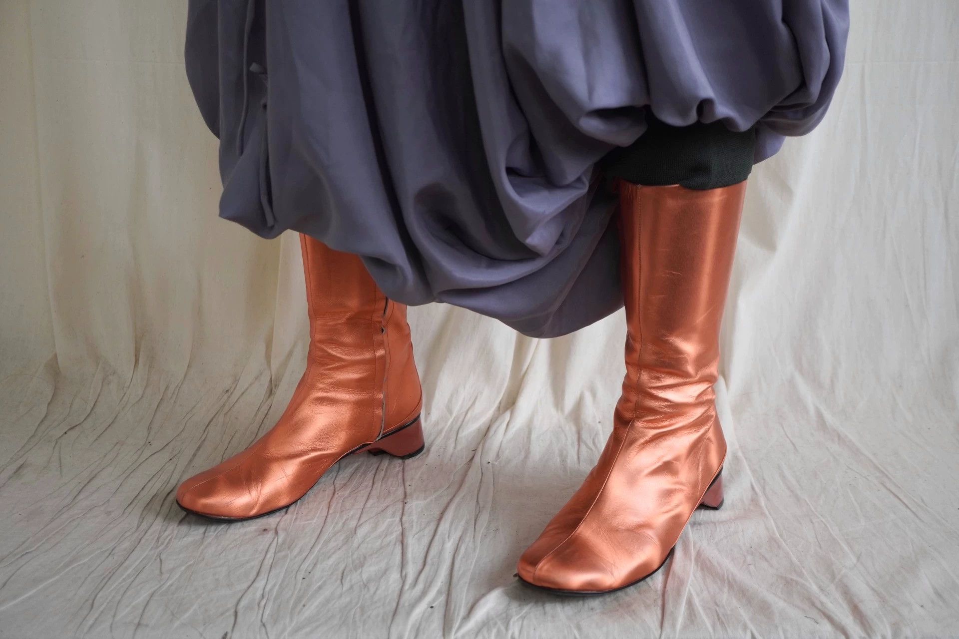 Issey Miyake Issey Miyake 90s Pearlescent Orange Lambskin Boots Size US 6.5 / IT 36.5 - 1 Thumbnail