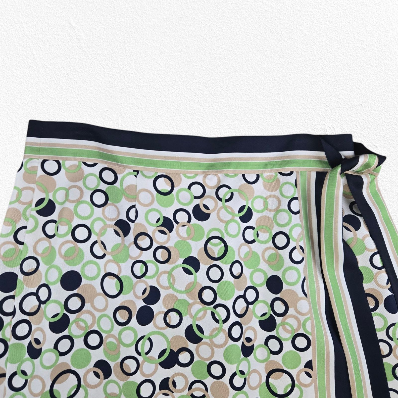 Vintage Vintage Green Navy Retro Mod Silk Wrap Skirt Size 12 Size 34" / US 12 / IT 48 - 3 Thumbnail