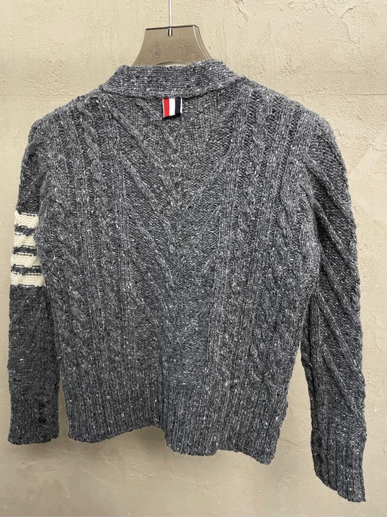 Thom Browne Thom browne Size 10 Gray four-striped wool horsehair cardi Size XL / US 12-14 / IT 48-50 - 4 Thumbnail